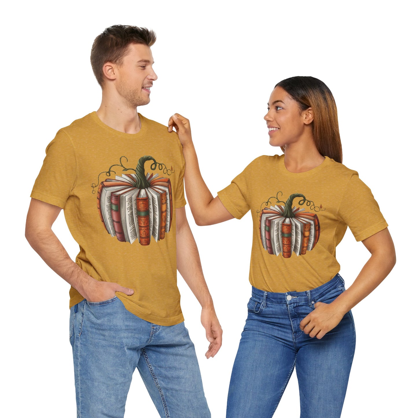 Fall Pumpkin Books Unisex Tee - Cozy Autumn T-Shirt for Book Lovers