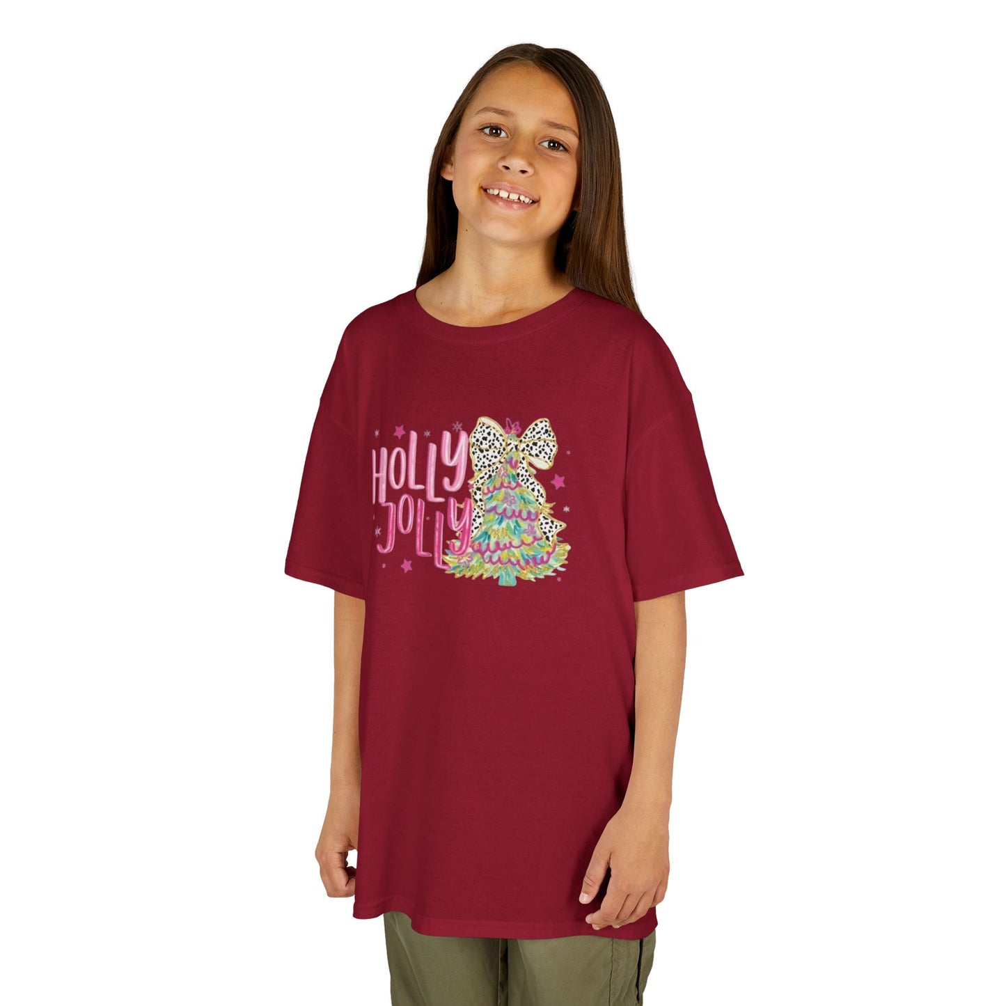 Holly Jolly Kids Tee, Festive Youth Shirt, Christmas Apparel, Fun Gift for Kids, Joyful T-Shirt for Celebrations