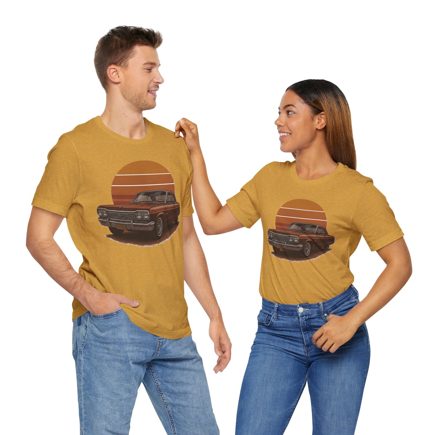 Retro Car Graphic Tee - Vintage Sunset Shirt, Perfect for Car Lovers, Gift for Him, Summer Style, Casual Wear, Unisex Fashion