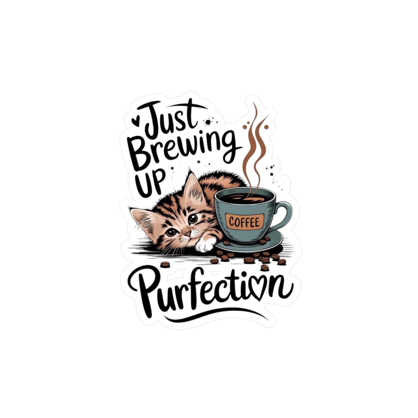 Cozy Coffee Cat Kiss-Cut Vinyl Decal