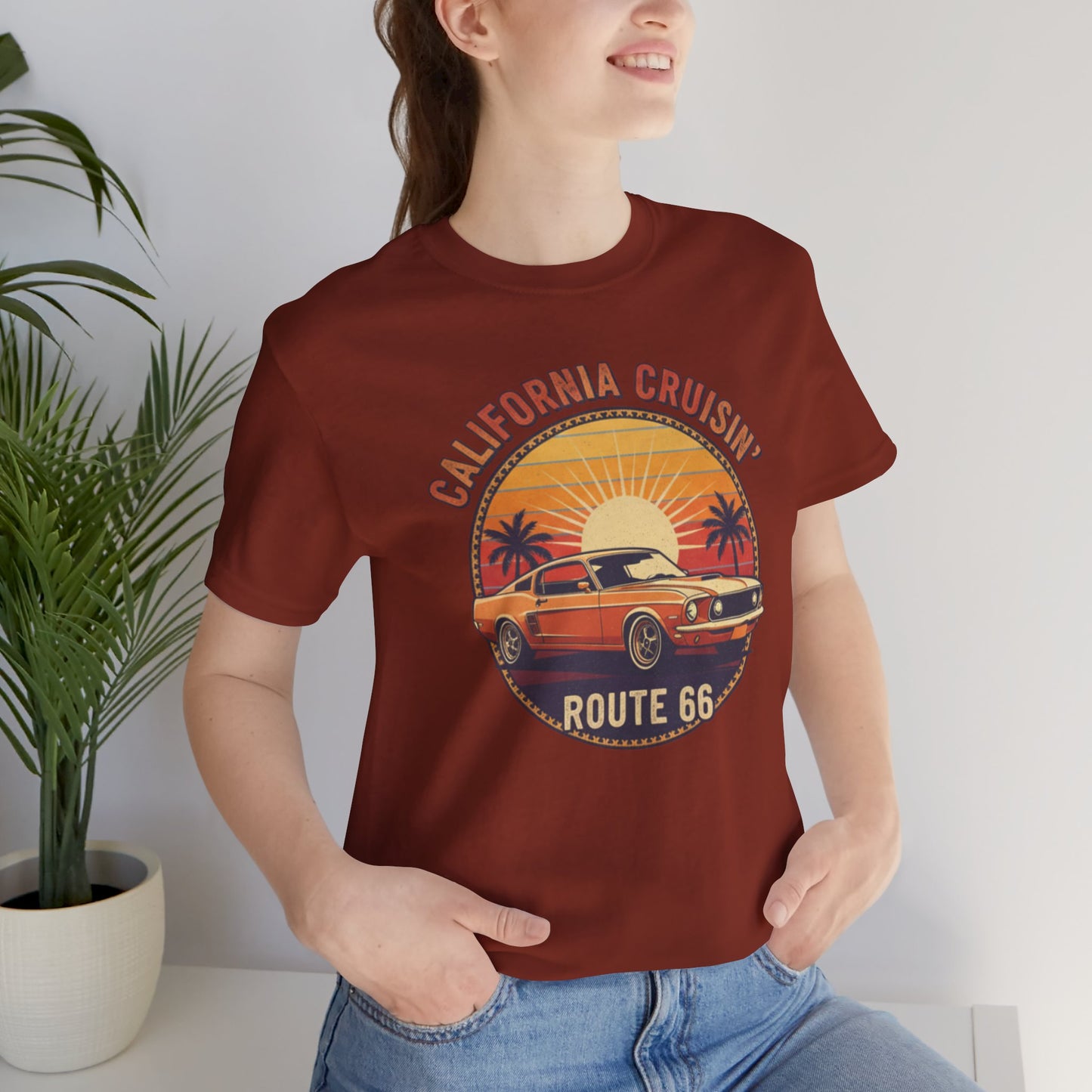 California Cruisin' Vintage Tee, Retro Car Shirt, Route 66 Graphic Tee, Perfect for Road Trips, Travel Lovers Apparel, Unisex T-Shirt