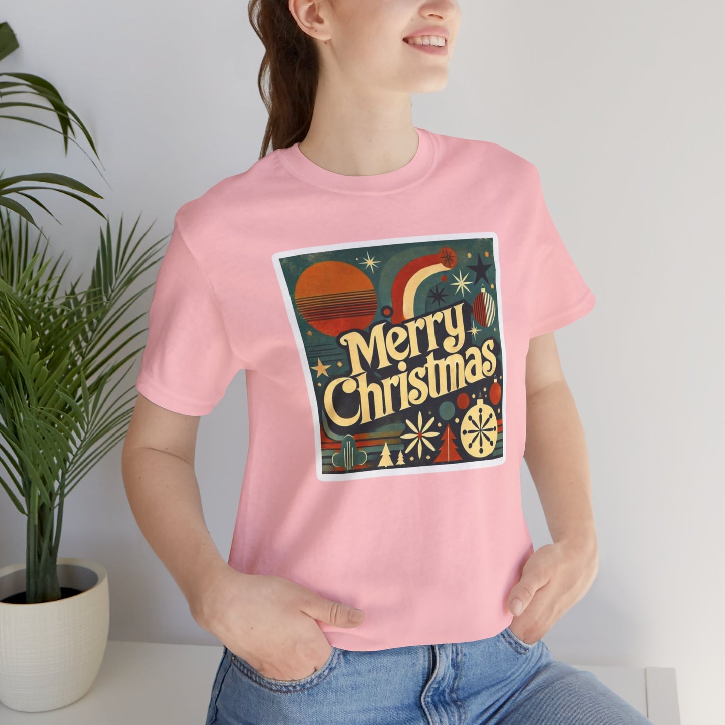 Vintage Retro Merry Christmas Unisex Short Sleeve Tee, Holiday Gift, Festive Shirt, Christmas Apparel, Casual Wear