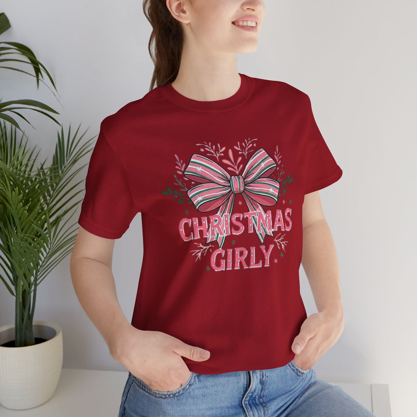 Christmas Girly Short Sleeve Tee, Holiday T-Shirt, Gift Idea, Festive Apparel, Seasonal Top, Christmas Outfit