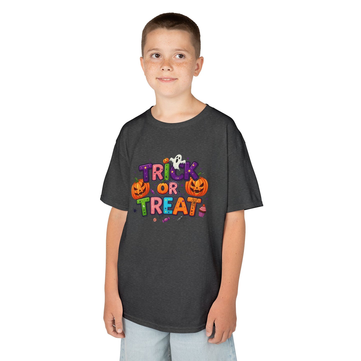 Kids Halloween Tee - Trick or Treat T-Shirt, Perfect for Halloween Parties, Costume, Pumpkin Designs, Fun Kids Apparel