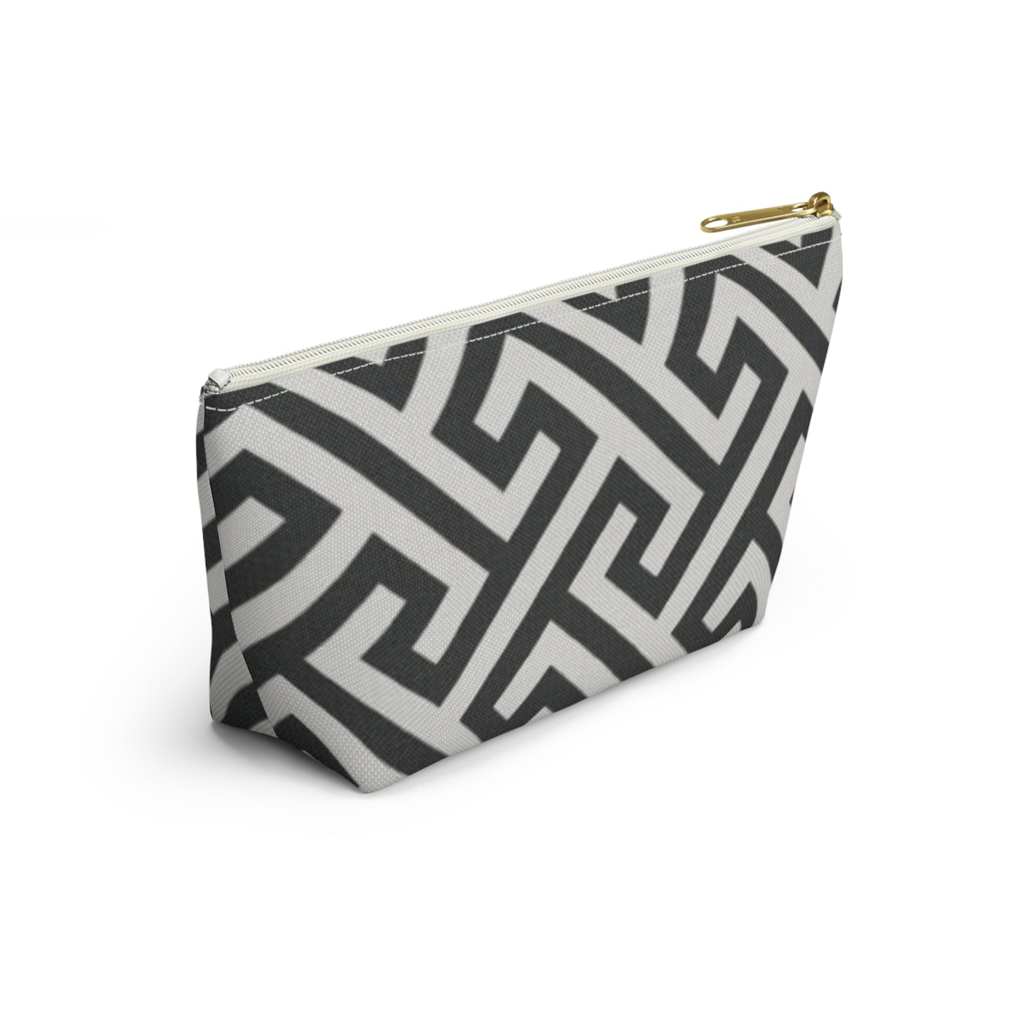 Chic Geometric Accessory Pouch, Makeup Bag, Travel Organizer, Gift for Her, Elegant Storage, Fashionable Zippered Pouch