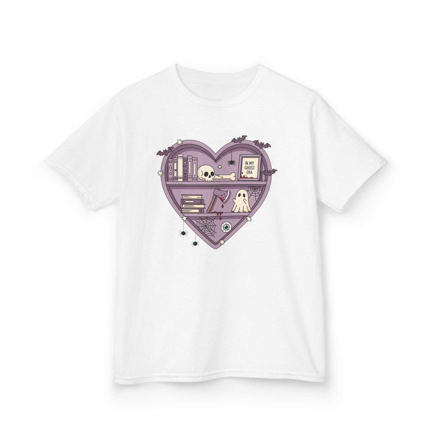 Ghost Heart Kids Tee, Cute Kids T-Shirt, School Spirit Shirt, Birthday Gift for Kids, Cute Graphic Tee