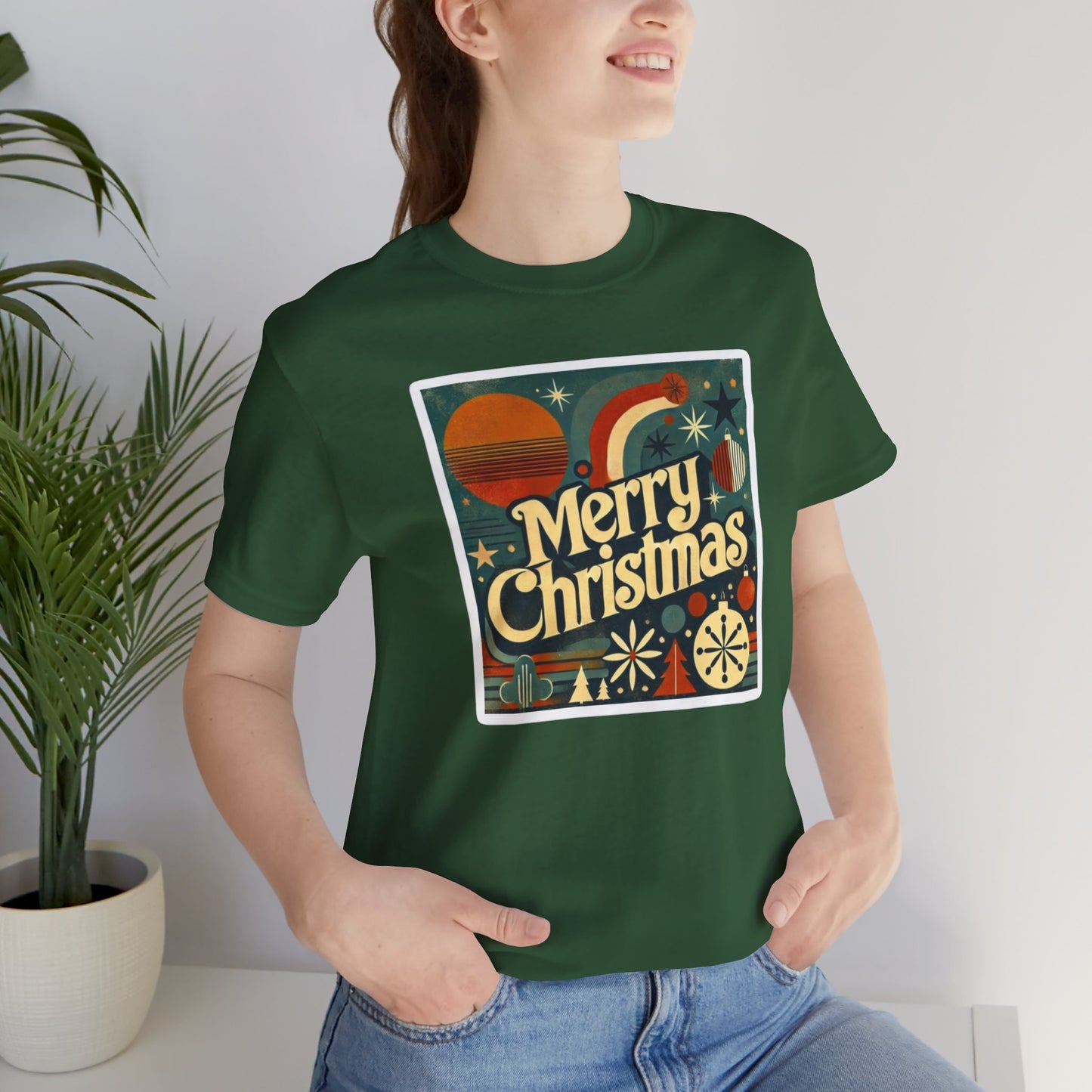 Vintage Retro Merry Christmas Unisex Short Sleeve Tee, Holiday Gift, Festive Shirt, Christmas Apparel, Casual Wear