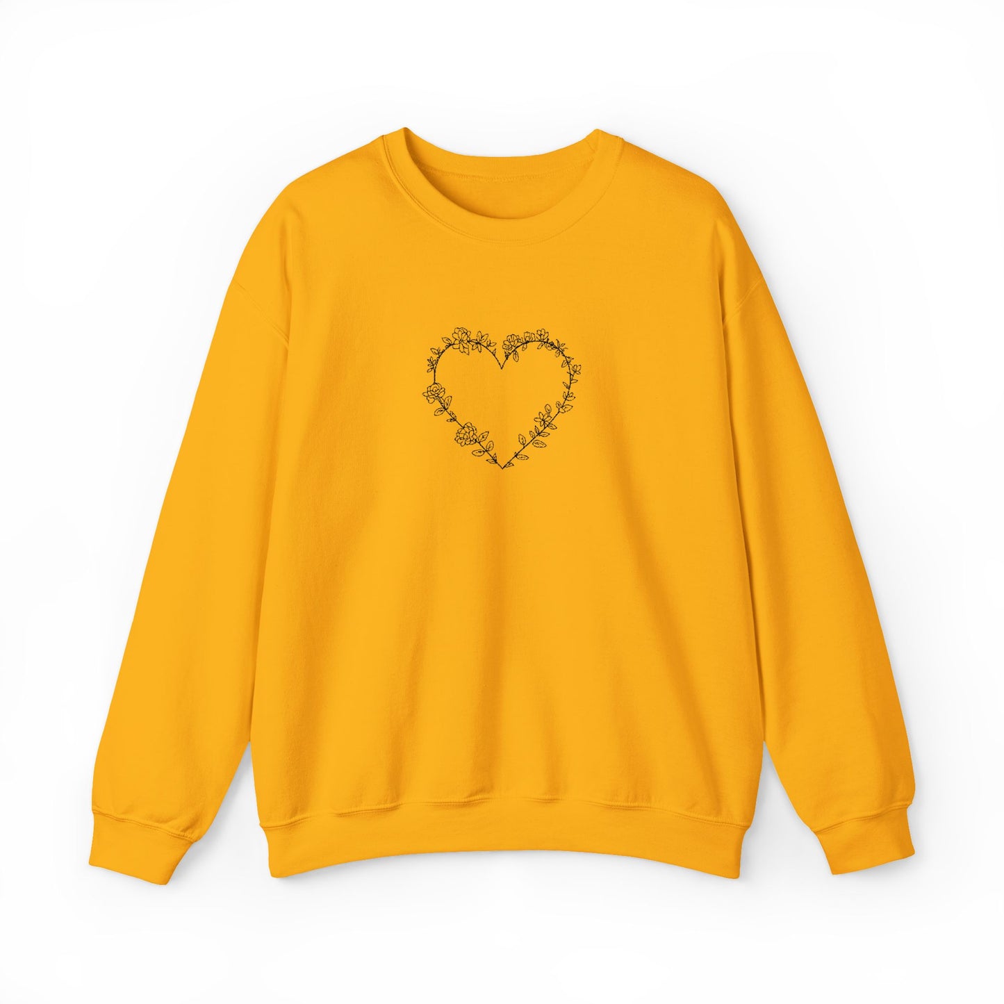 Romantic Floral Heart Sweatshirt, Cozy Gift, Unisex Crewneck, Valentine's Day, Casual Wear, Plant Lover's Gift, Everyday Comfort