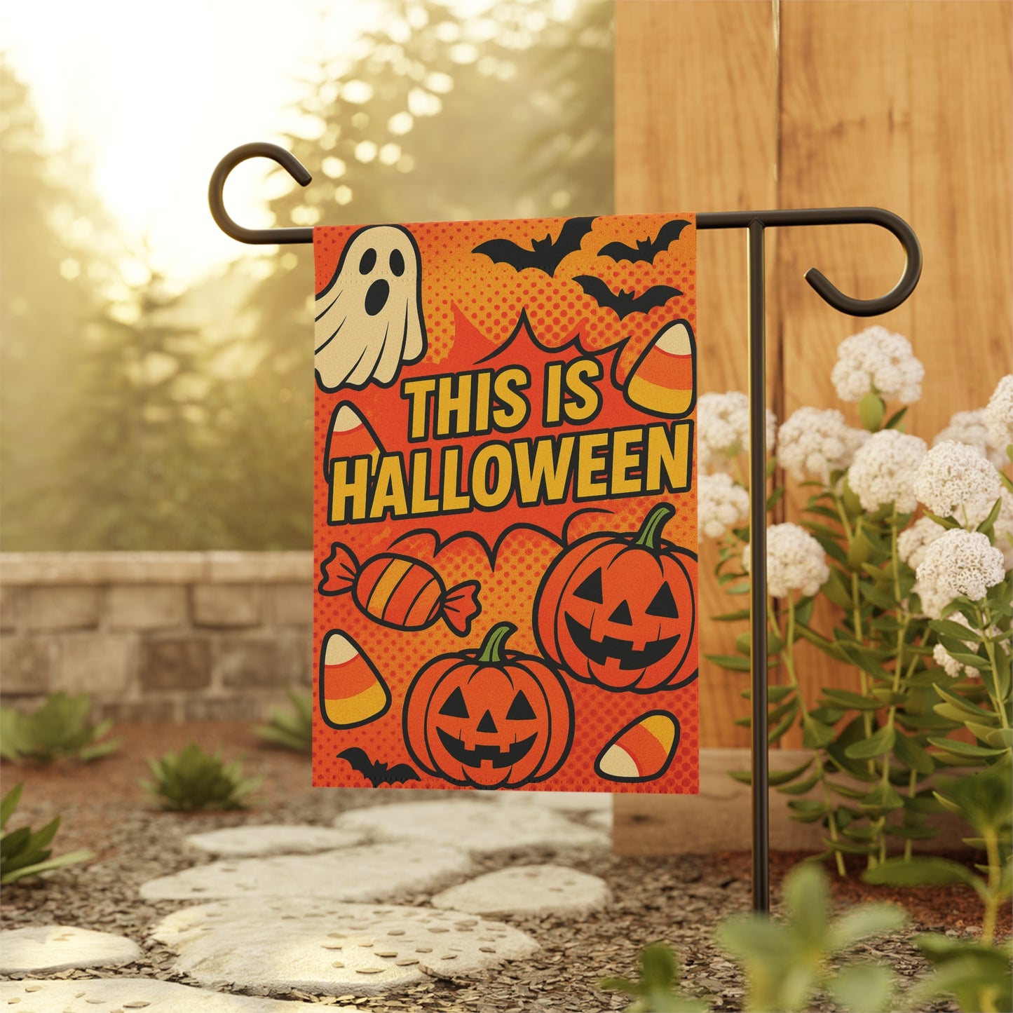 Halloween Garden Banner, Spooky Home Decor, Fall Decorations, Outdoor Halloween Sign, Seasonal Yard Art