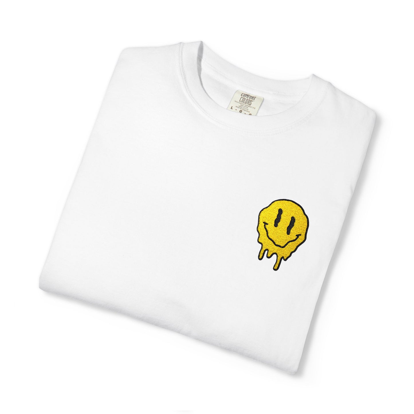 Smiley Face Unisex Garment-Dyed T-Shirt, Casual Tee, Summer Fashion, Gift for Friends, Unique Everyday Wear, Positive Vibe Apparel