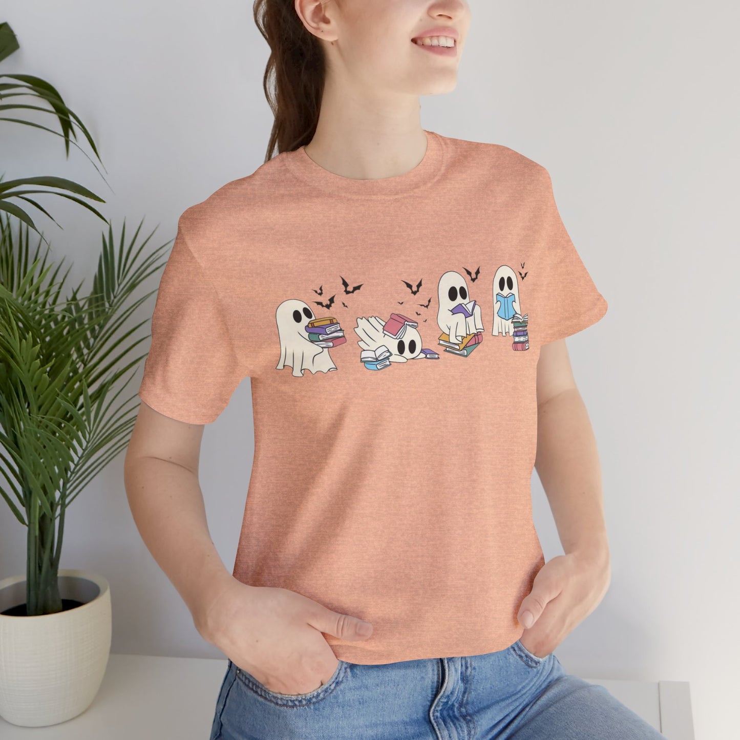Ghostly Reading Tee - Cute Unisex Tee, Perfect for Book Lovers, Halloween, Casual Wear, Gifts for Readers, Cozy Style