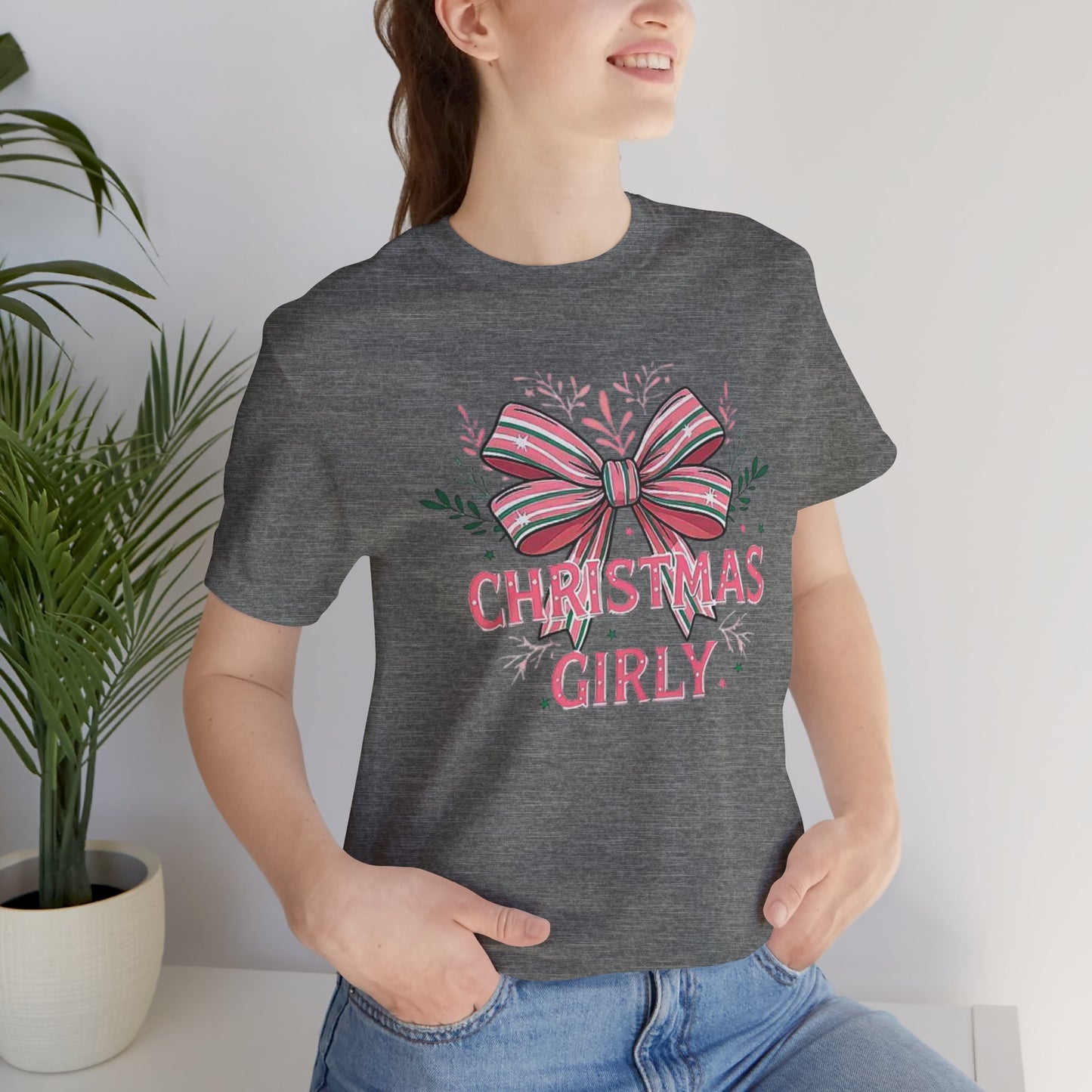 Christmas Girly Short Sleeve Tee, Holiday T-Shirt, Gift Idea, Festive Apparel, Seasonal Top, Christmas Outfit