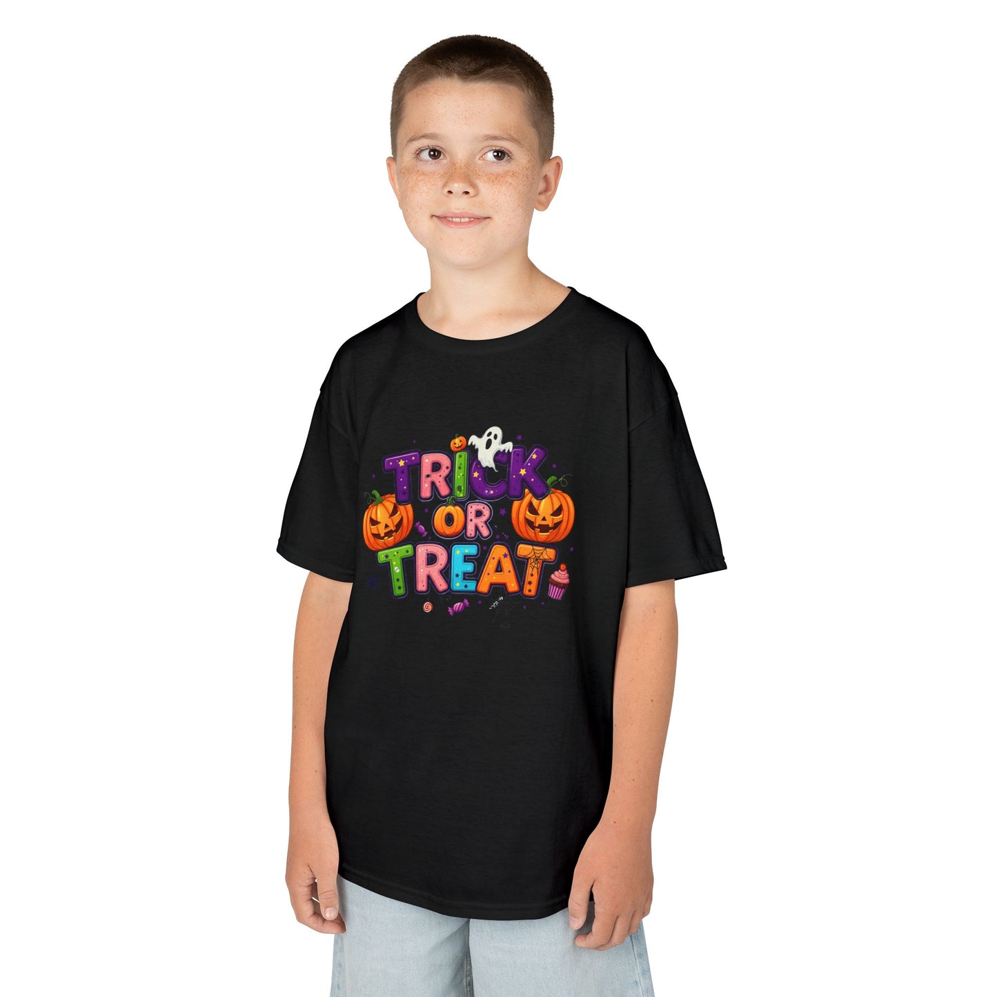 Kids Halloween Tee - Trick or Treat T-Shirt, Perfect for Halloween Parties, Costume, Pumpkin Designs, Fun Kids Apparel