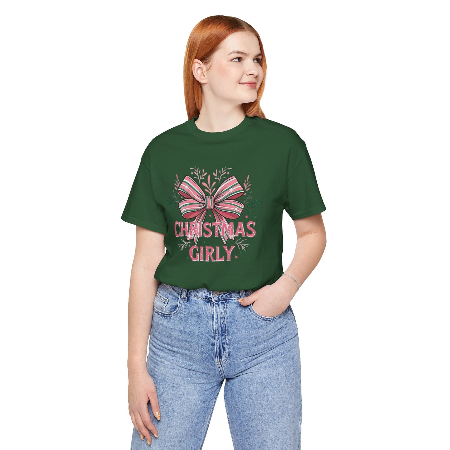 Christmas Girly Short Sleeve Tee, Holiday T-Shirt, Gift Idea, Festive Apparel, Seasonal Top, Christmas Outfit
