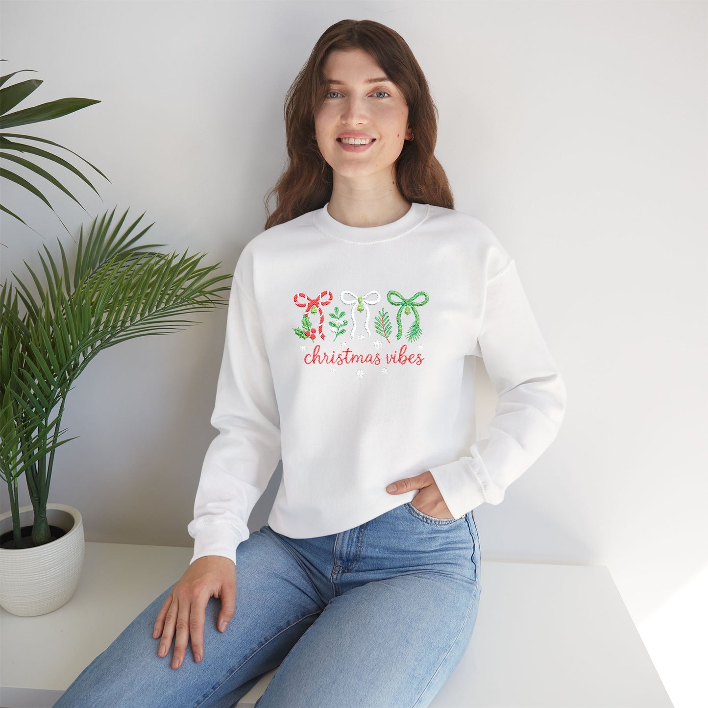 Embroidered Christmas Vibes Sweatshirt