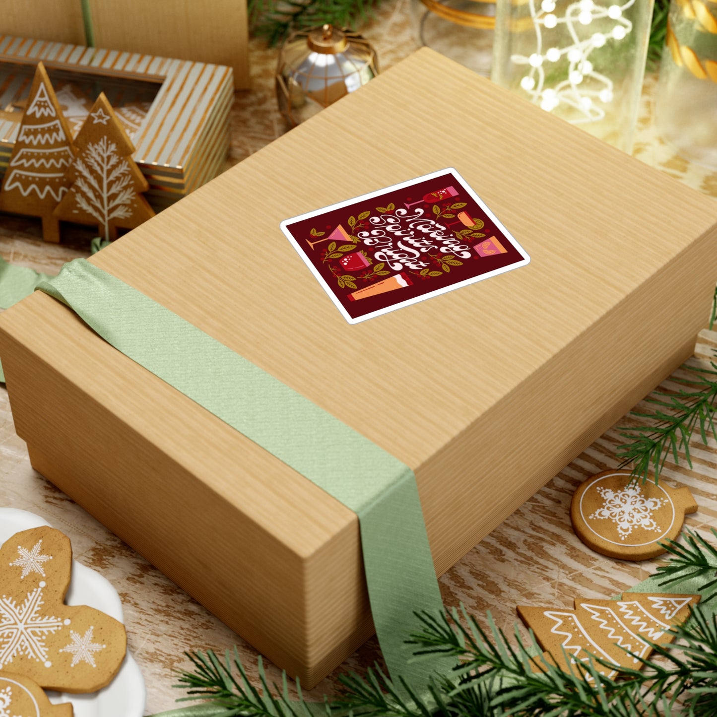 Festive Kiss-Cut Vinyl Decals | Making Spirits Bright Stickers for Party Decor, Holiday Gifts, Bar Decor, Home Decor, and Celebrations