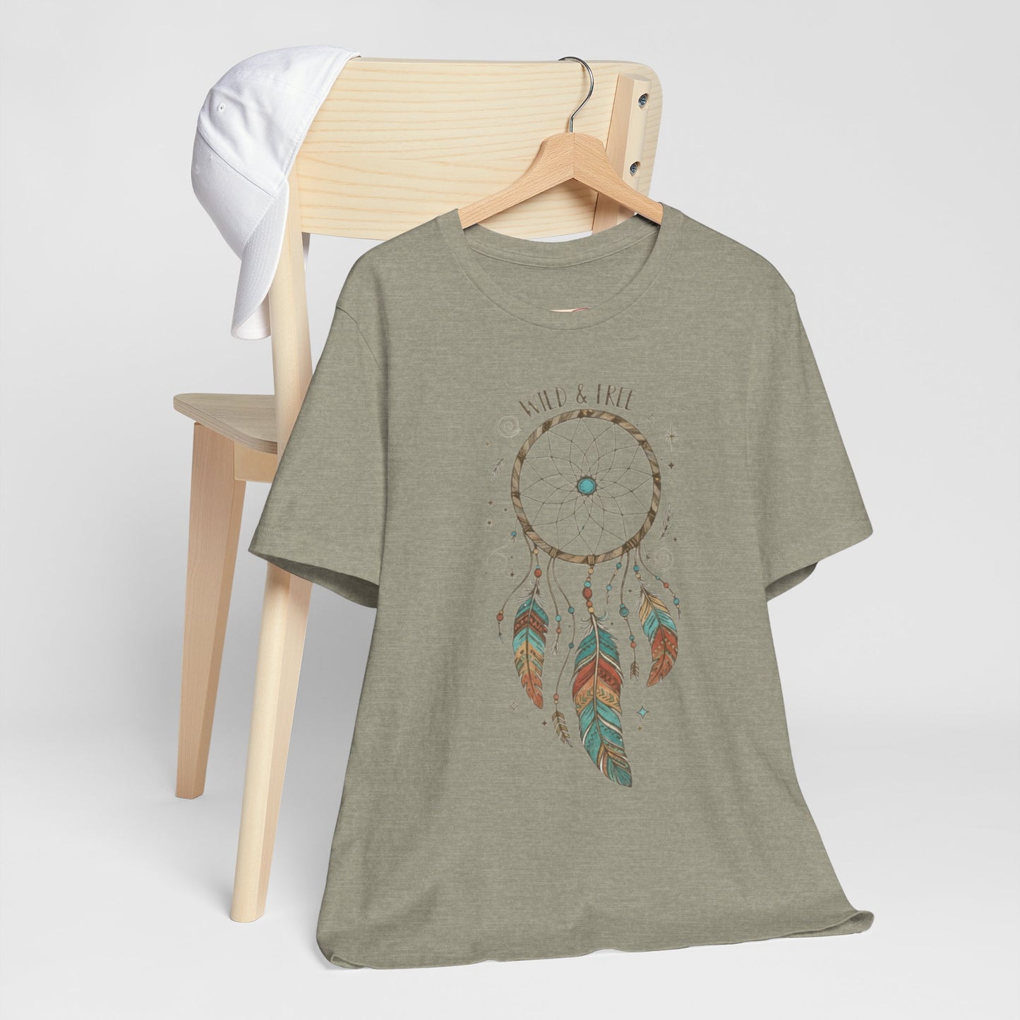 Dreamcatcher Graphic Tee, Wild & Free Shirt, Boho Style Top, Gift for Nature Lovers, Casual Everyday Wear