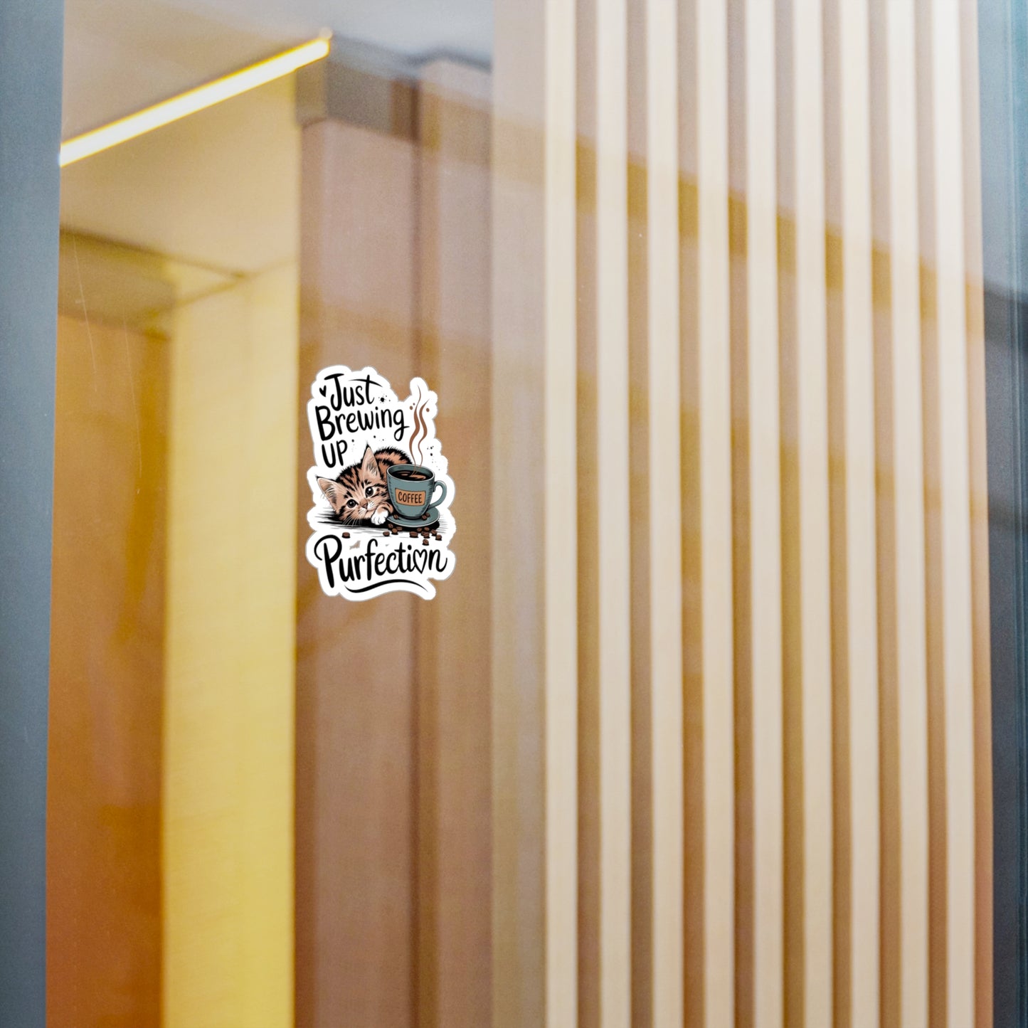 Cozy Coffee Cat Kiss-Cut Vinyl Decal