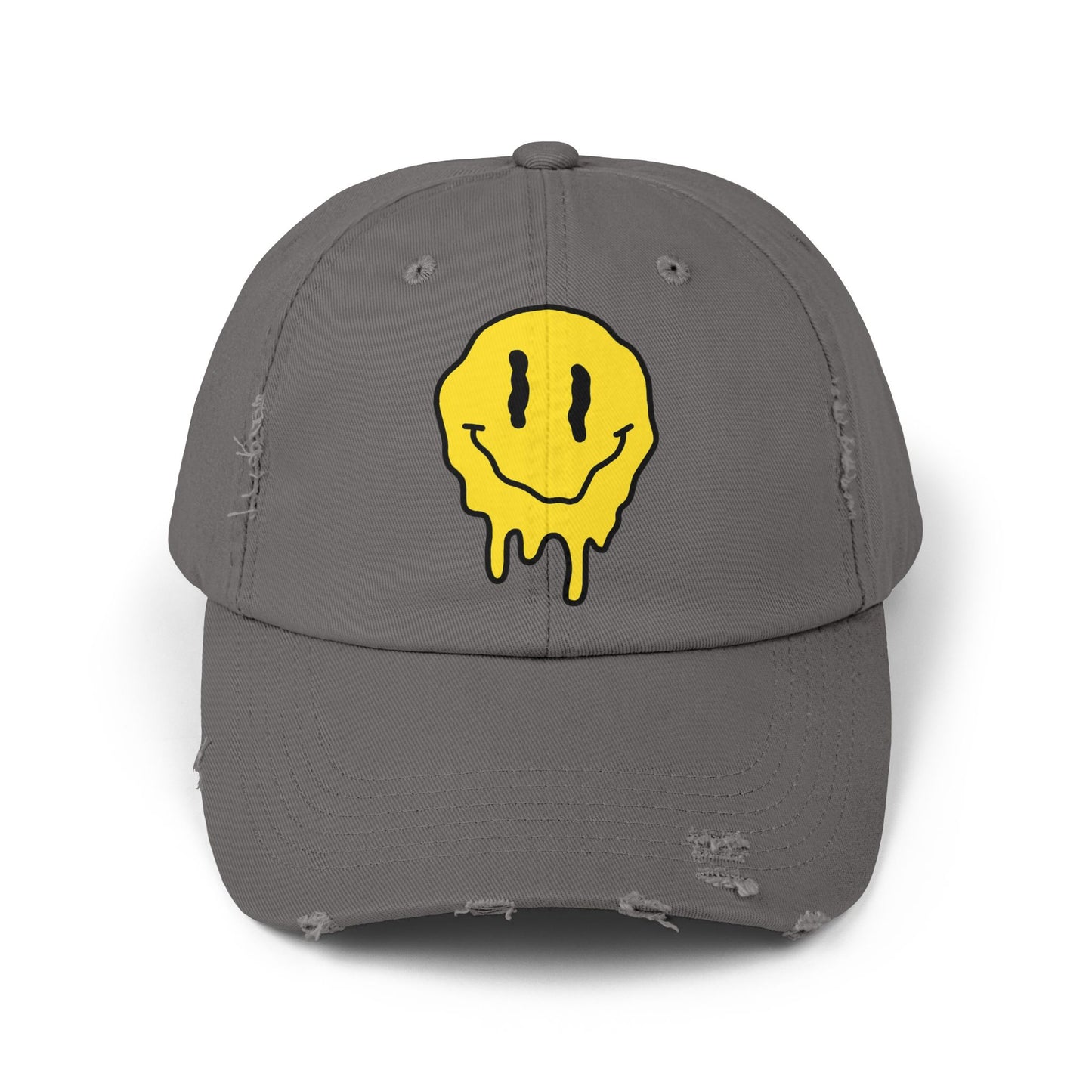 Smiley Face Distressed Cap | Unisex Hat for Casual Wear, Trendy Accessories, Gift Ideas for Friends, Summer Style, Streetwear