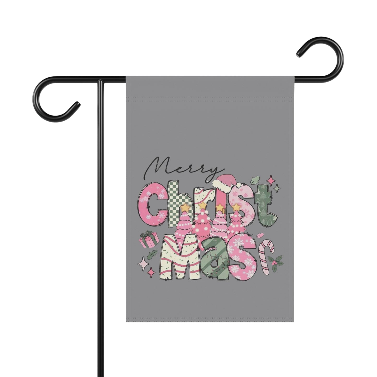 Merry Christmas Garden Banner, Festive Yard Decor, Holiday House Flag, Cheerful Outdoor Decoration, Seasonal Garden Sign