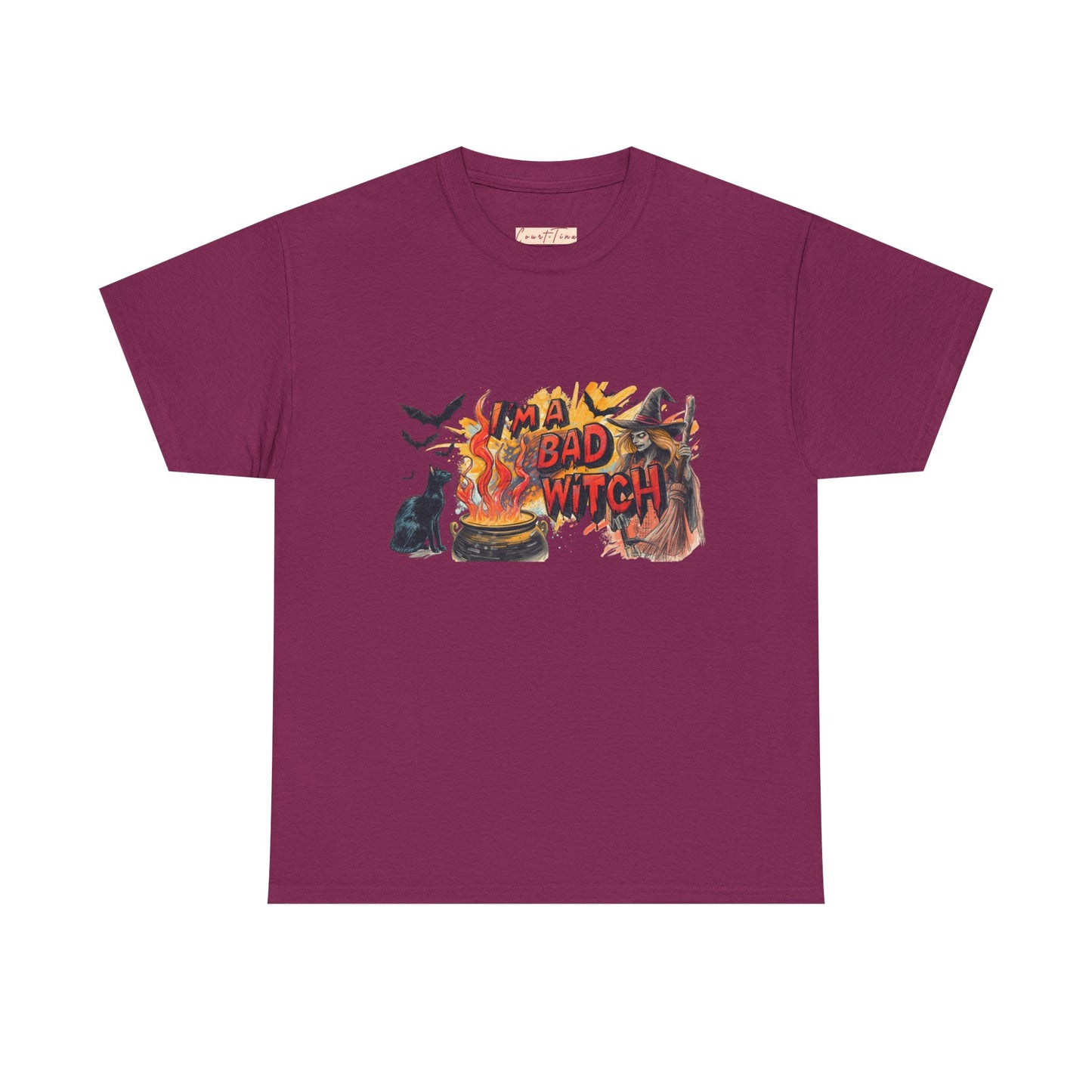 I’m a Bad Witch Unisex Heavy Cotton Tee - Perfect for Halloween, Witchy Fashion, Gifts for Her, Everyday Casual Wear, Magical Spirit