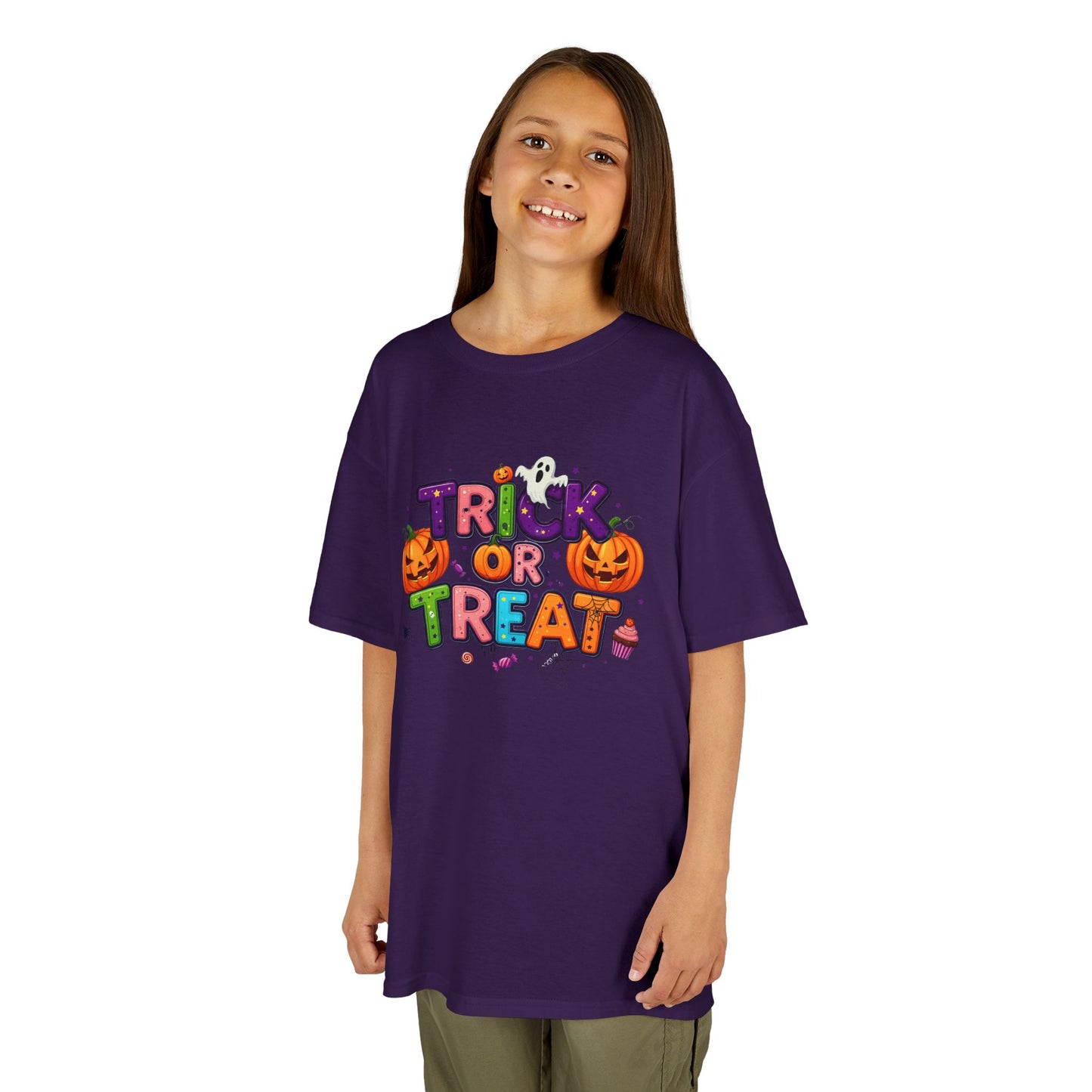 Kids Halloween Tee - Trick or Treat T-Shirt, Perfect for Halloween Parties, Costume, Pumpkin Designs, Fun Kids Apparel