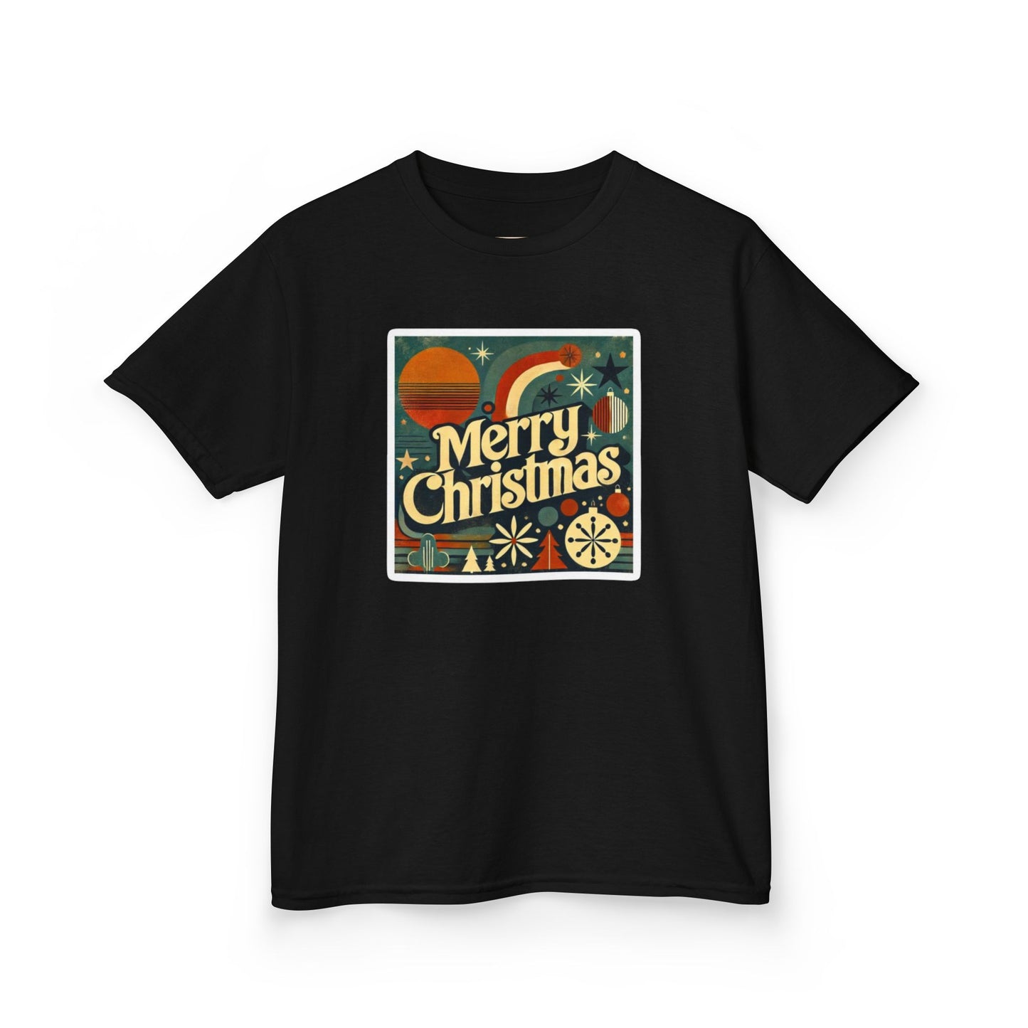 Vintage Retro Merry Christmas Kids Tee, Holiday T-Shirt, Festive Childrens Shirt, Winter Apparel, Gift for Kids, Christmas Party Outfit