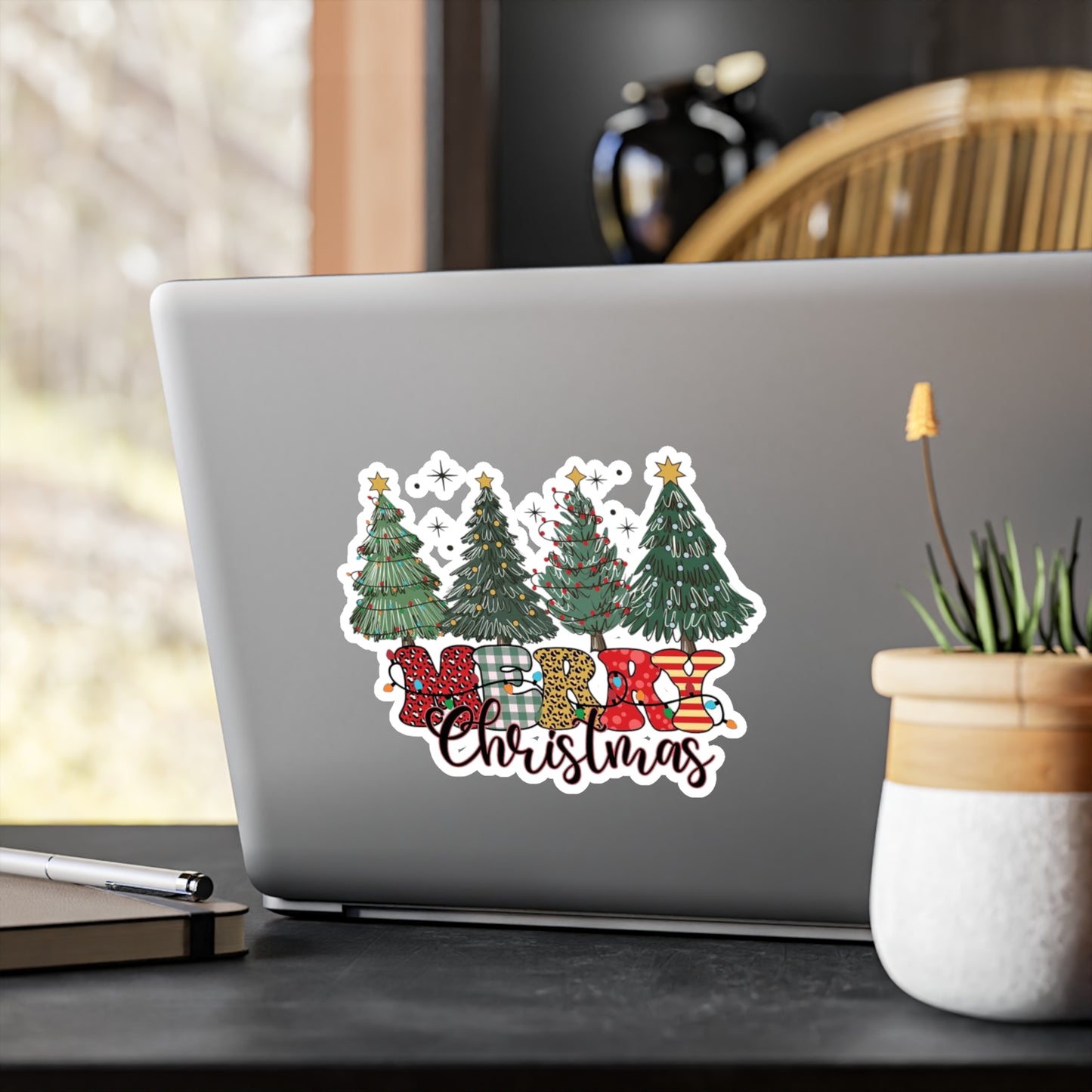 Merry Christmas Kiss-Cut Vinyl Decals – Festive Holiday Stickers for Home Decor, Gifts, Scrapbooking, and Crafting