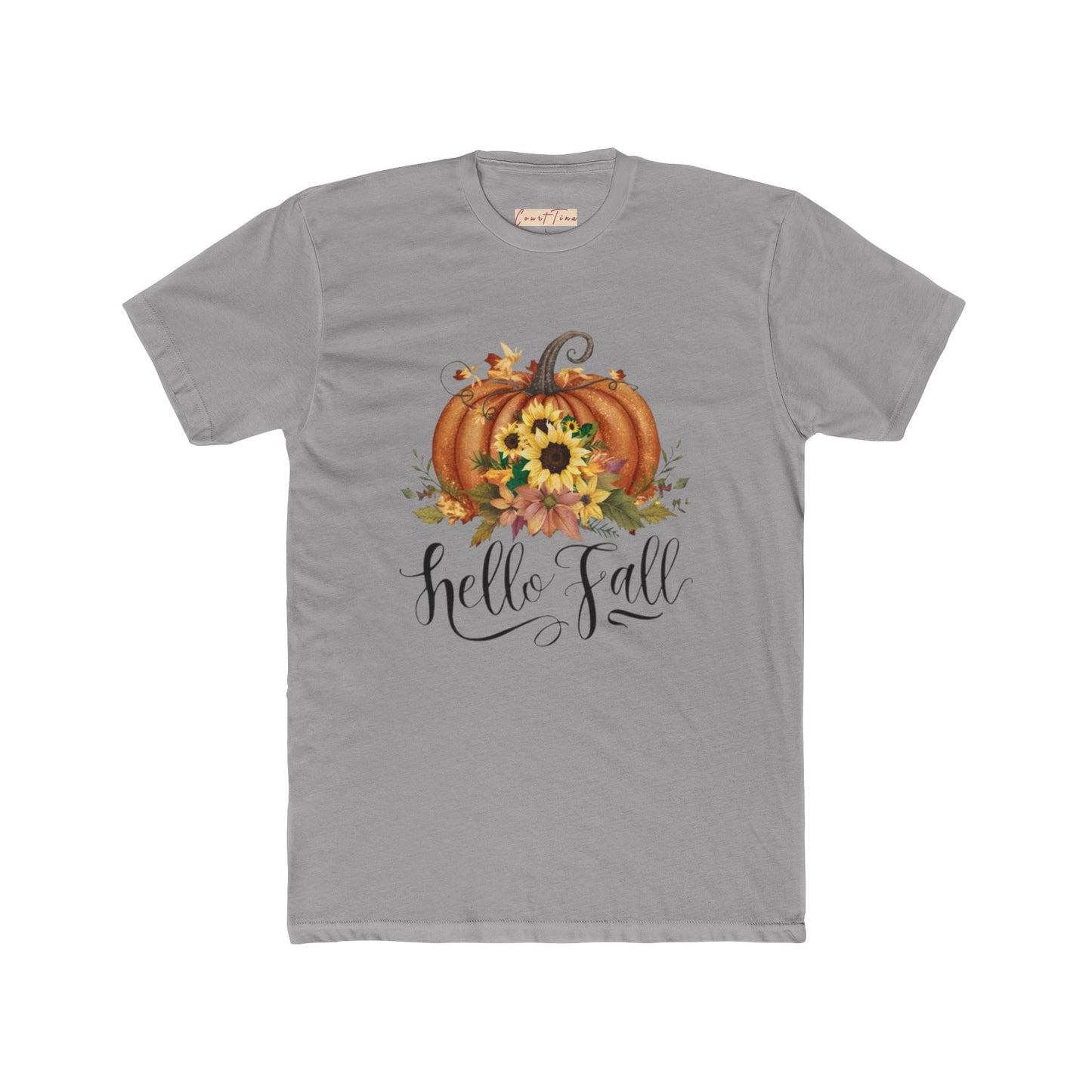 Hello Fall Pumpkin Cotton Crew Tee, Autumn Shirt, Unisex Fall Apparel, Pumpkin Lover Gift, Seasonal T-Shirt, Harvest Celebration Tee