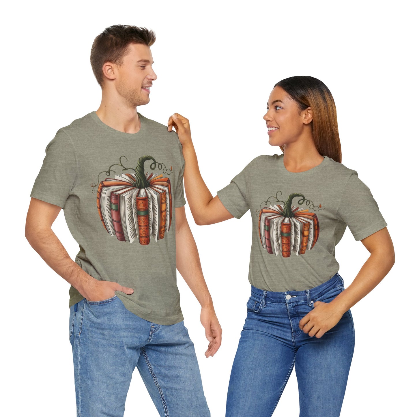 Fall Pumpkin Books Unisex Tee - Cozy Autumn T-Shirt for Book Lovers