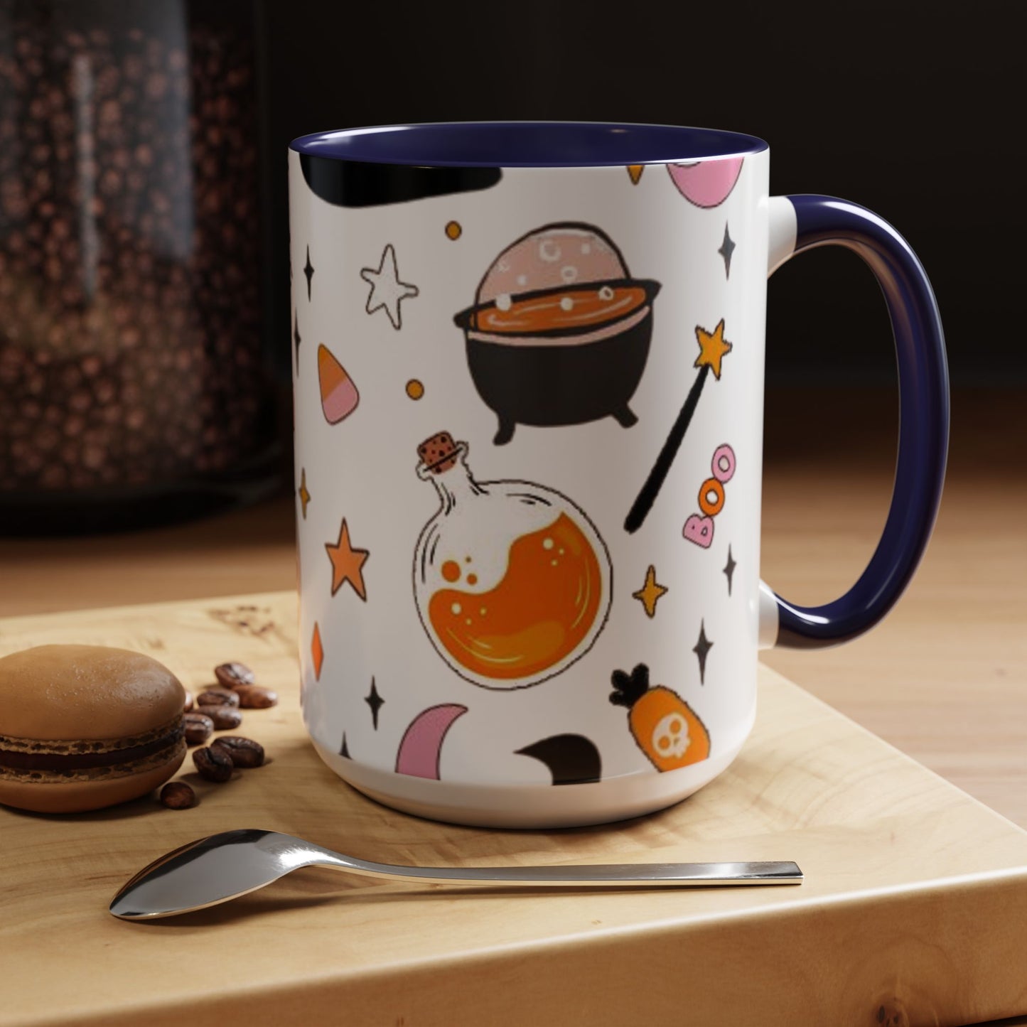 Halloween Accent Coffee Mug - Spooky Cute Designs, Perfect for Fall Décor, Pumpkin, Trick-or-Treat, Autumn Gift, Kids & Adults