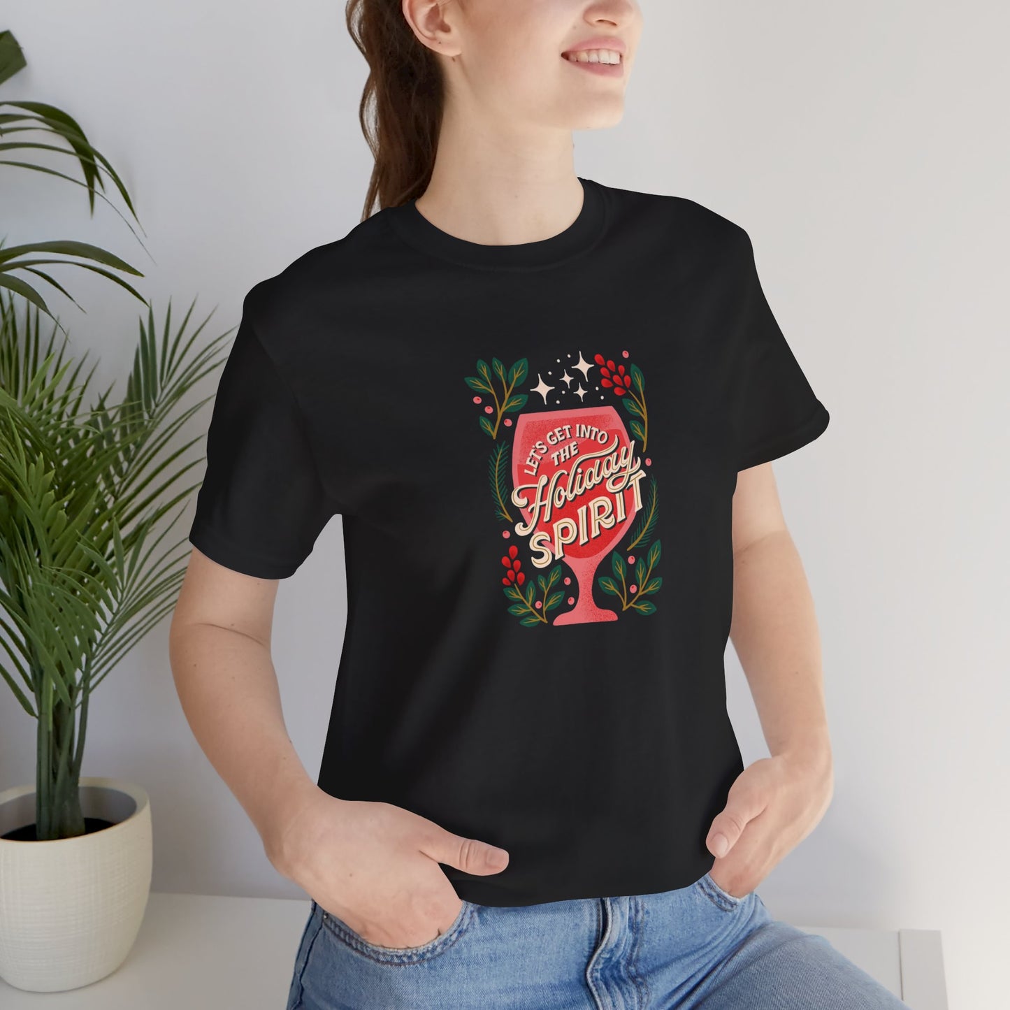 Holiday Spirit Short Sleeve Tee - Unisex Jersey T-Shirt, Festive Casual Wear, Christmas Gift, Family Gatherings, Seasonal Apparel