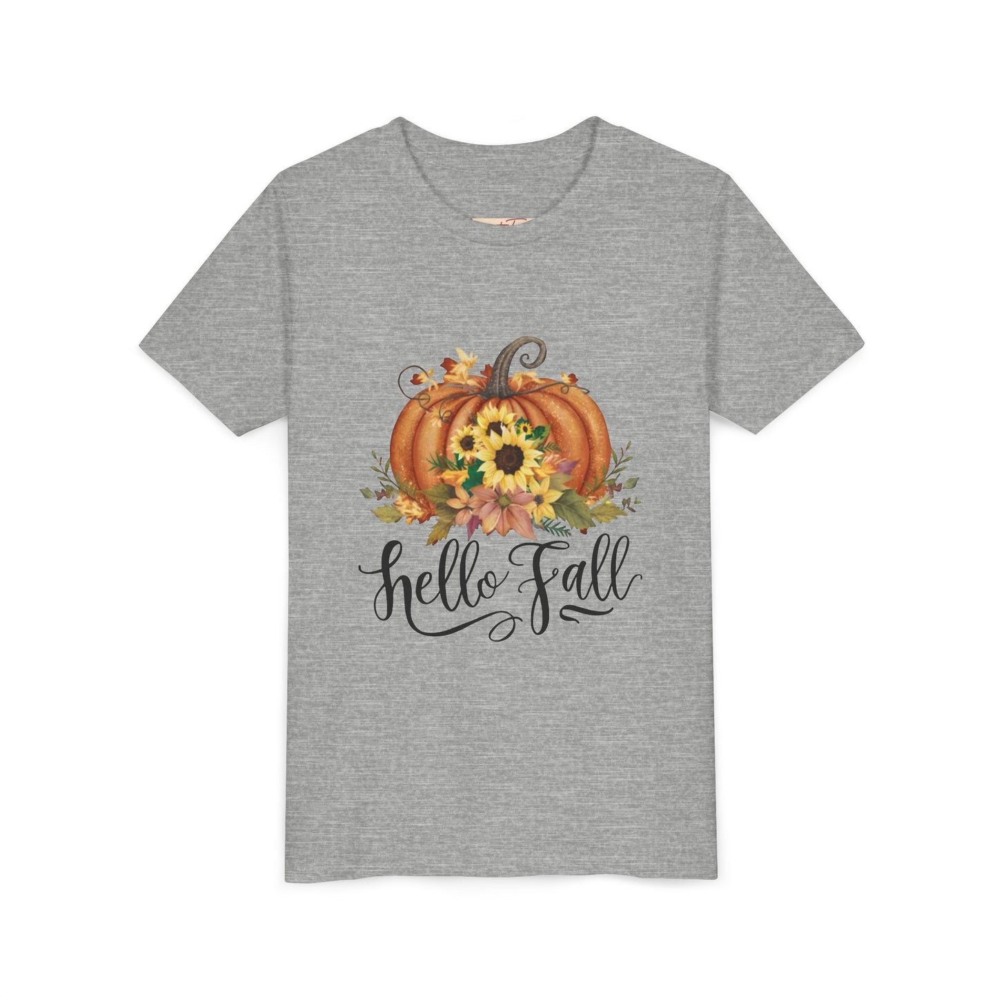 Fall Pumpkin Graphic Youth Tee, Autumn Kids T-Shirt, Hello Fall Shirt, Seasonal Apparel for Kids, Halloween, Thanksgiving Outfit