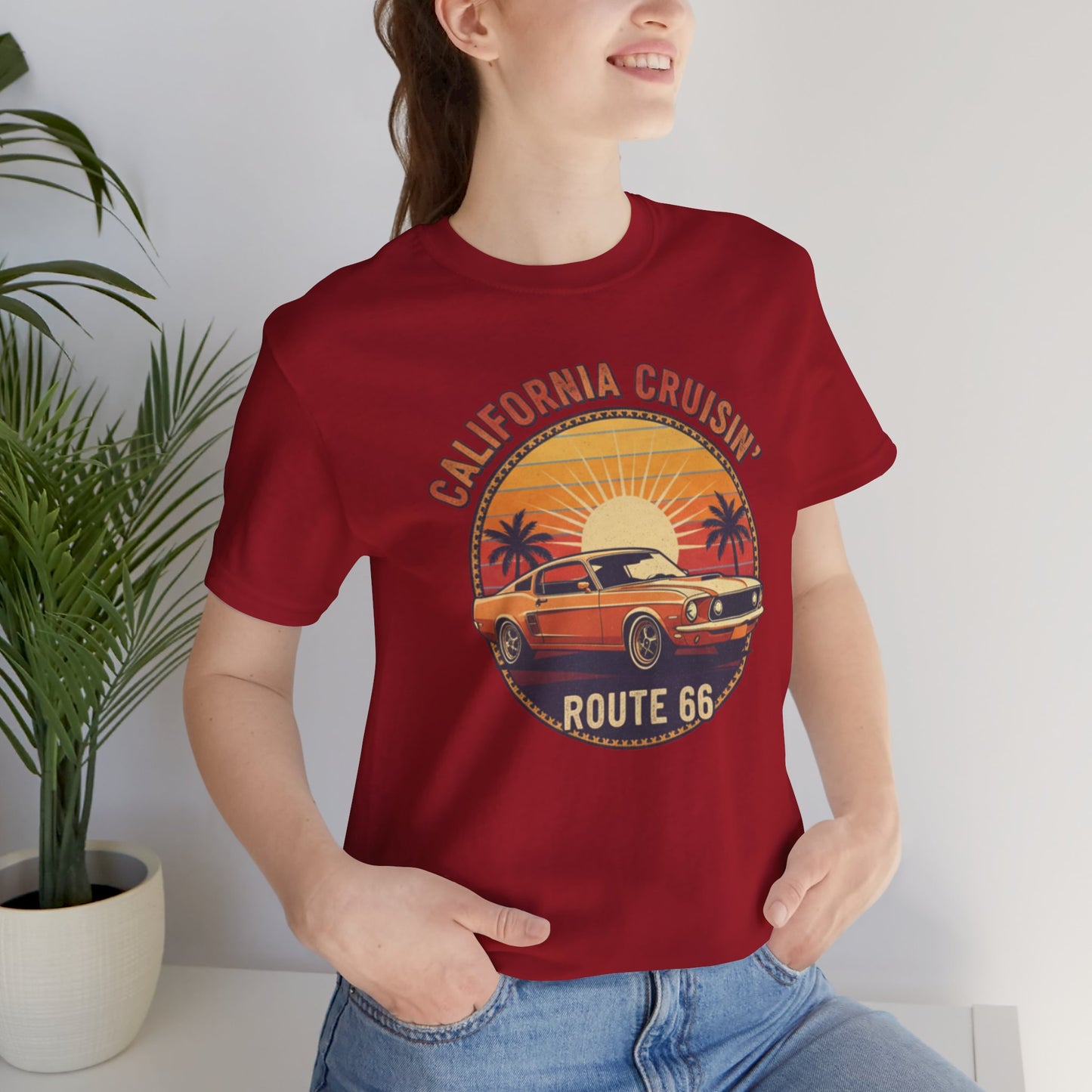 California Cruisin' Vintage Tee, Retro Car Shirt, Route 66 Graphic Tee, Perfect for Road Trips, Travel Lovers Apparel, Unisex T-Shirt