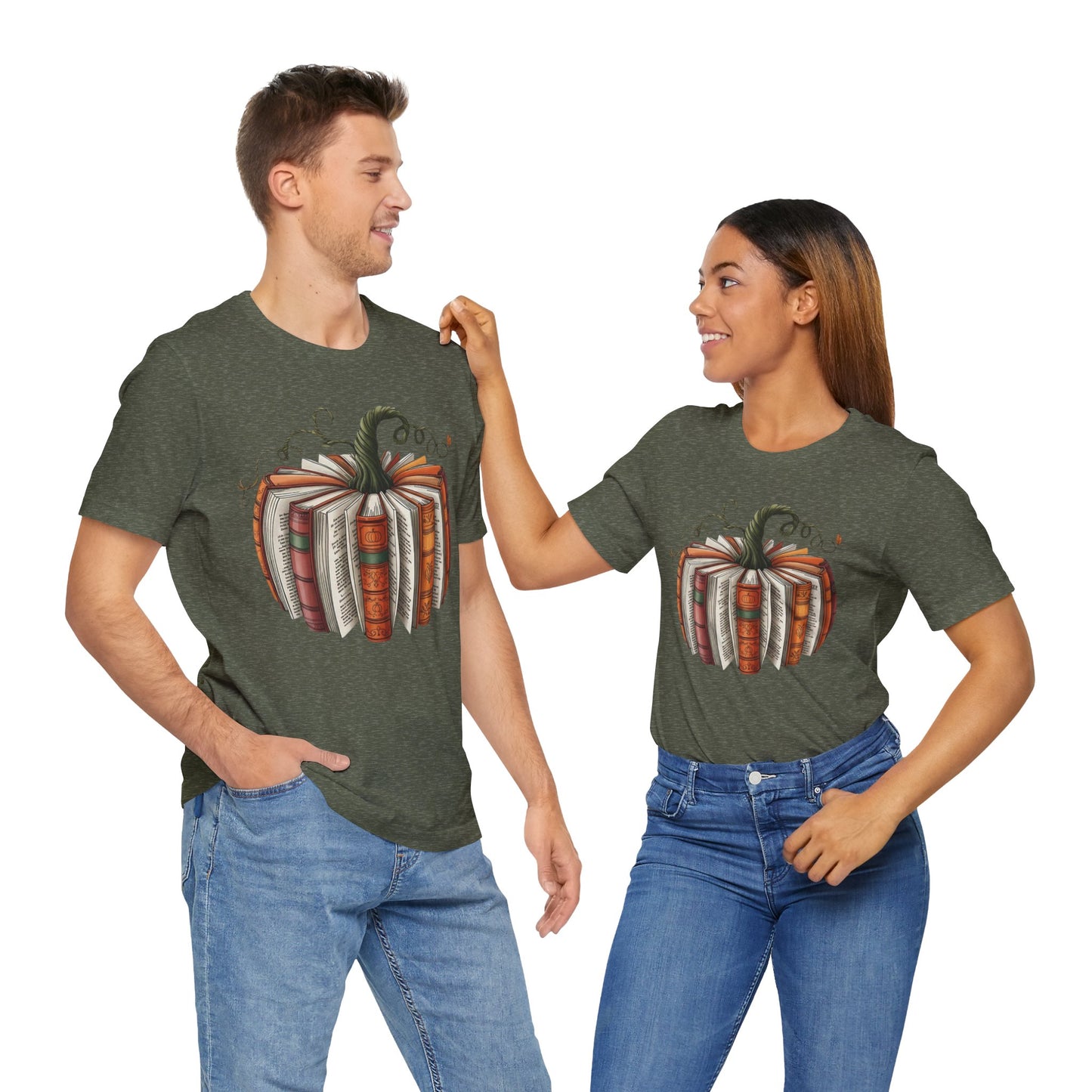 Fall Pumpkin Books Unisex Tee - Cozy Autumn T-Shirt for Book Lovers