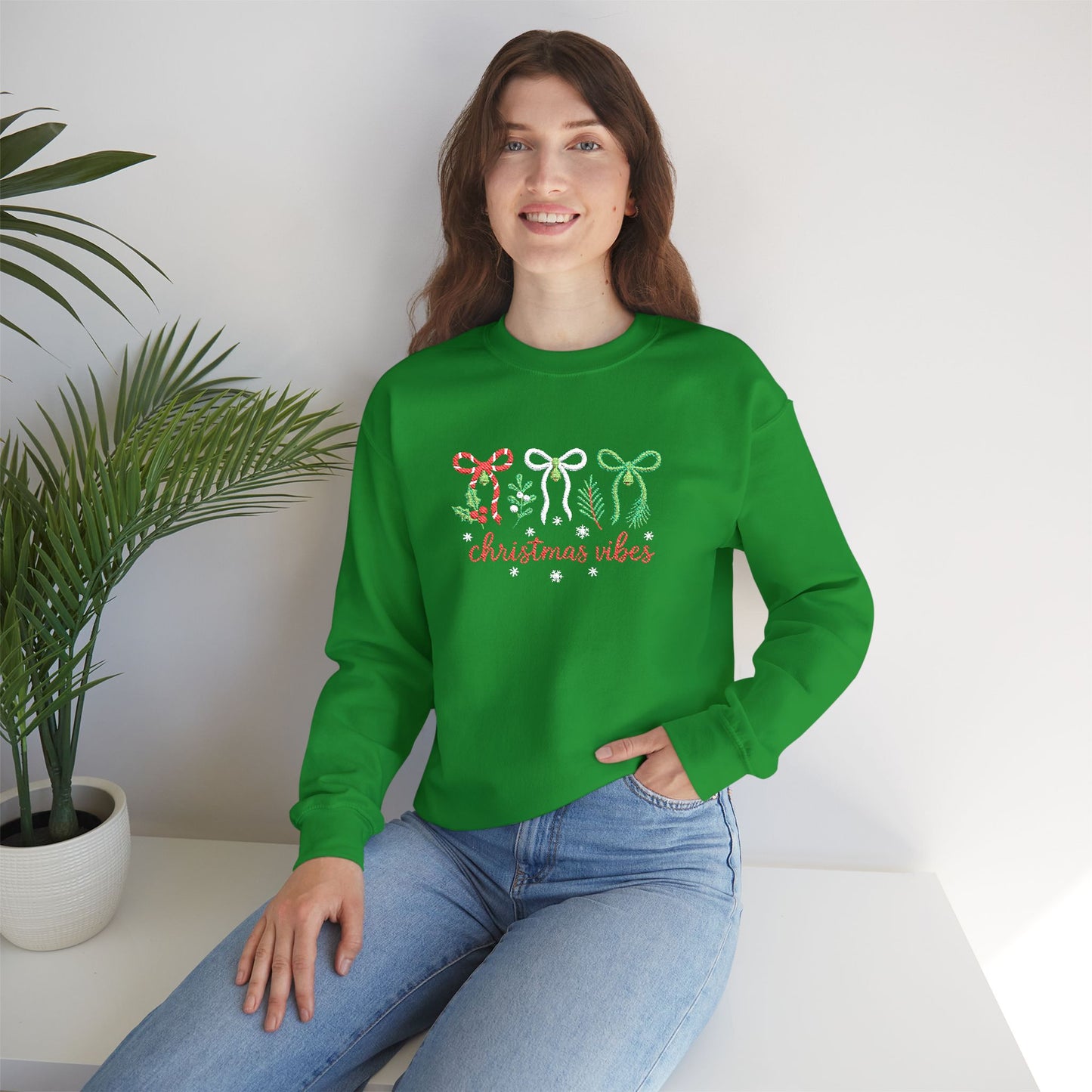 Embroidered Christmas Vibes Sweatshirt
