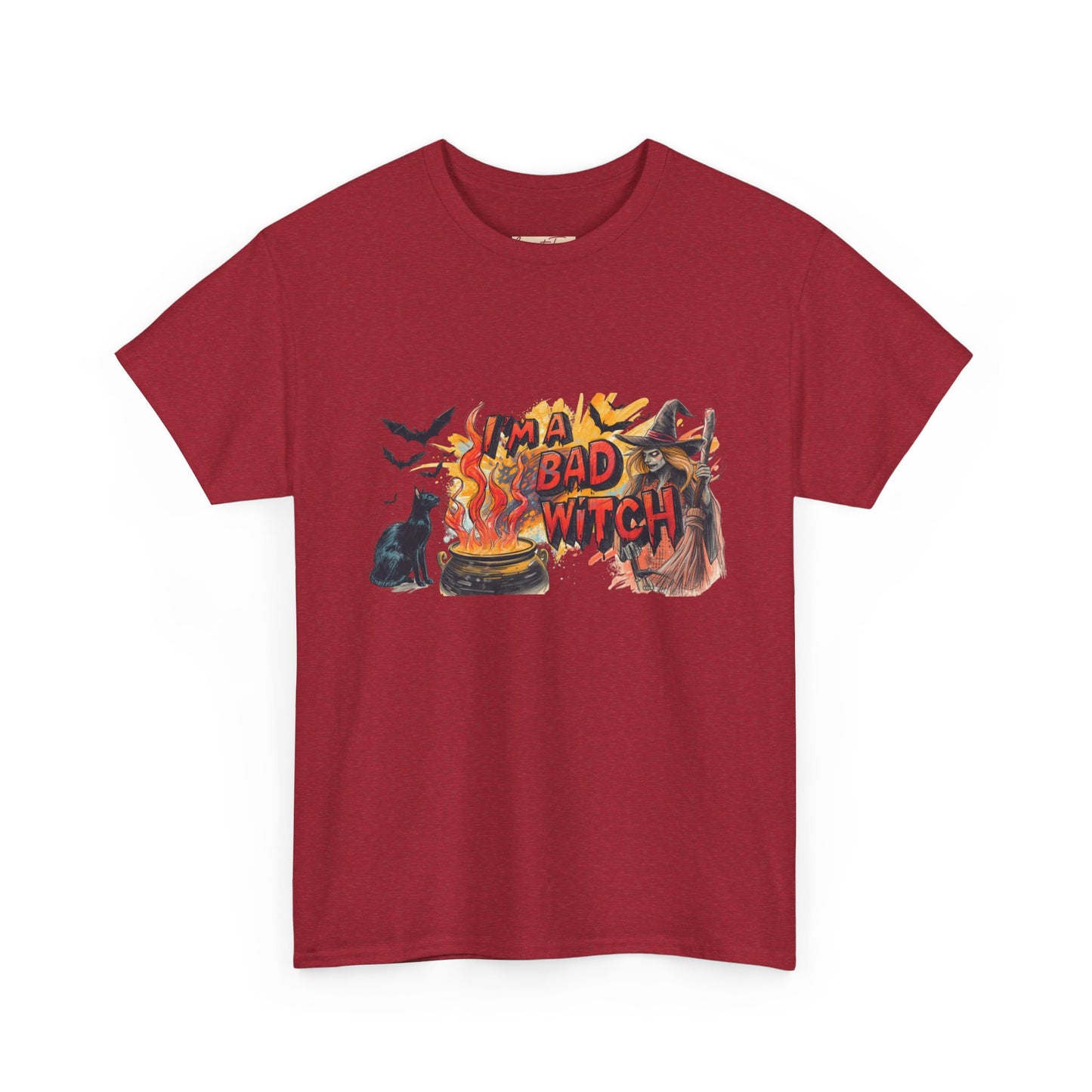 I’m a Bad Witch Unisex Heavy Cotton Tee - Perfect for Halloween, Witchy Fashion, Gifts for Her, Everyday Casual Wear, Magical Spirit