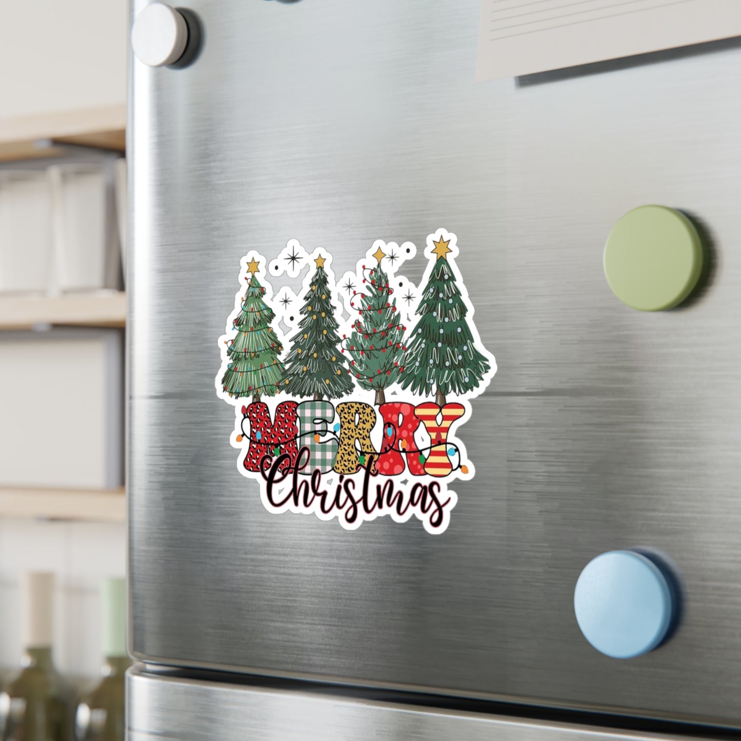 Merry Christmas Kiss-Cut Vinyl Decals – Festive Holiday Stickers for Home Decor, Gifts, Scrapbooking, and Crafting