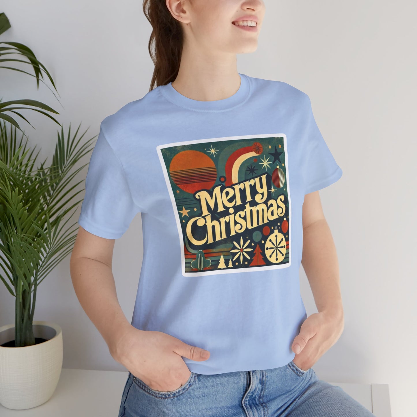 Vintage Retro Merry Christmas Unisex Short Sleeve Tee, Holiday Gift, Festive Shirt, Christmas Apparel, Casual Wear