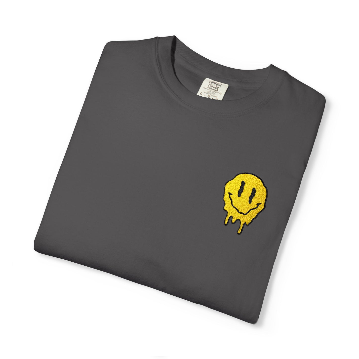 Smiley Face Unisex Garment-Dyed T-Shirt, Casual Tee, Summer Fashion, Gift for Friends, Unique Everyday Wear, Positive Vibe Apparel