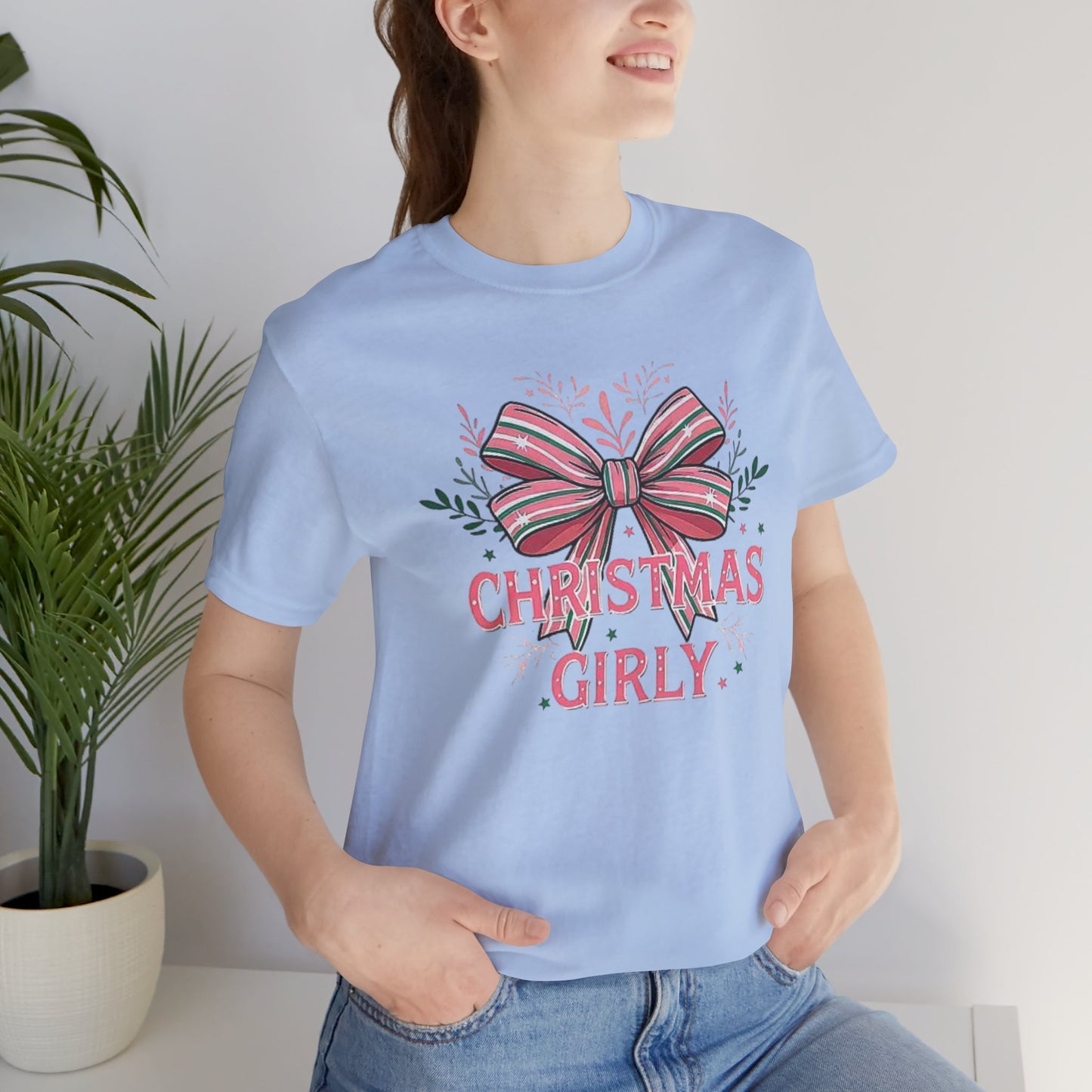 Christmas Girly Short Sleeve Tee, Holiday T-Shirt, Gift Idea, Festive Apparel, Seasonal Top, Christmas Outfit