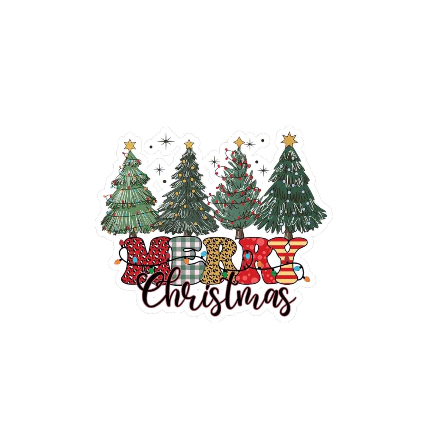 Merry Christmas Kiss-Cut Vinyl Decals – Festive Holiday Stickers for Home Decor, Gifts, Scrapbooking, and Crafting