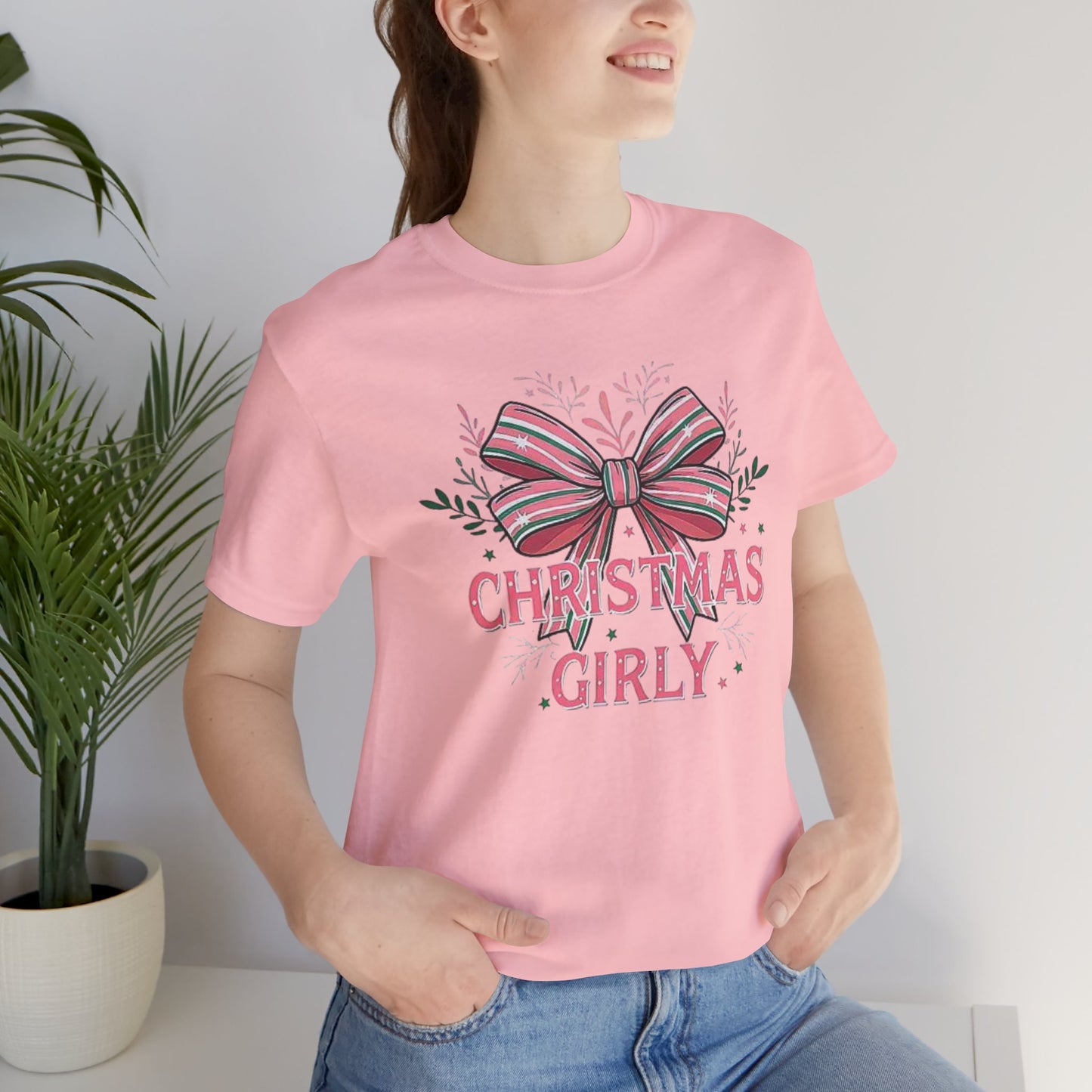 Christmas Girly Short Sleeve Tee, Holiday T-Shirt, Gift Idea, Festive Apparel, Seasonal Top, Christmas Outfit