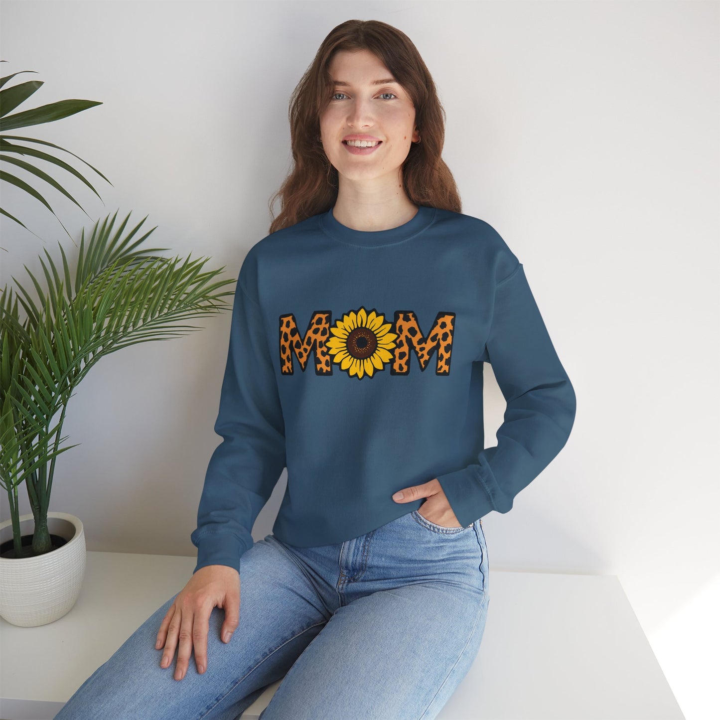 Sunflower Mom Crewneck Sweatshirt, Cozy Gift for Mothers, Mother's Day Apparel, Birthday Gift, Stylish Casual Wear