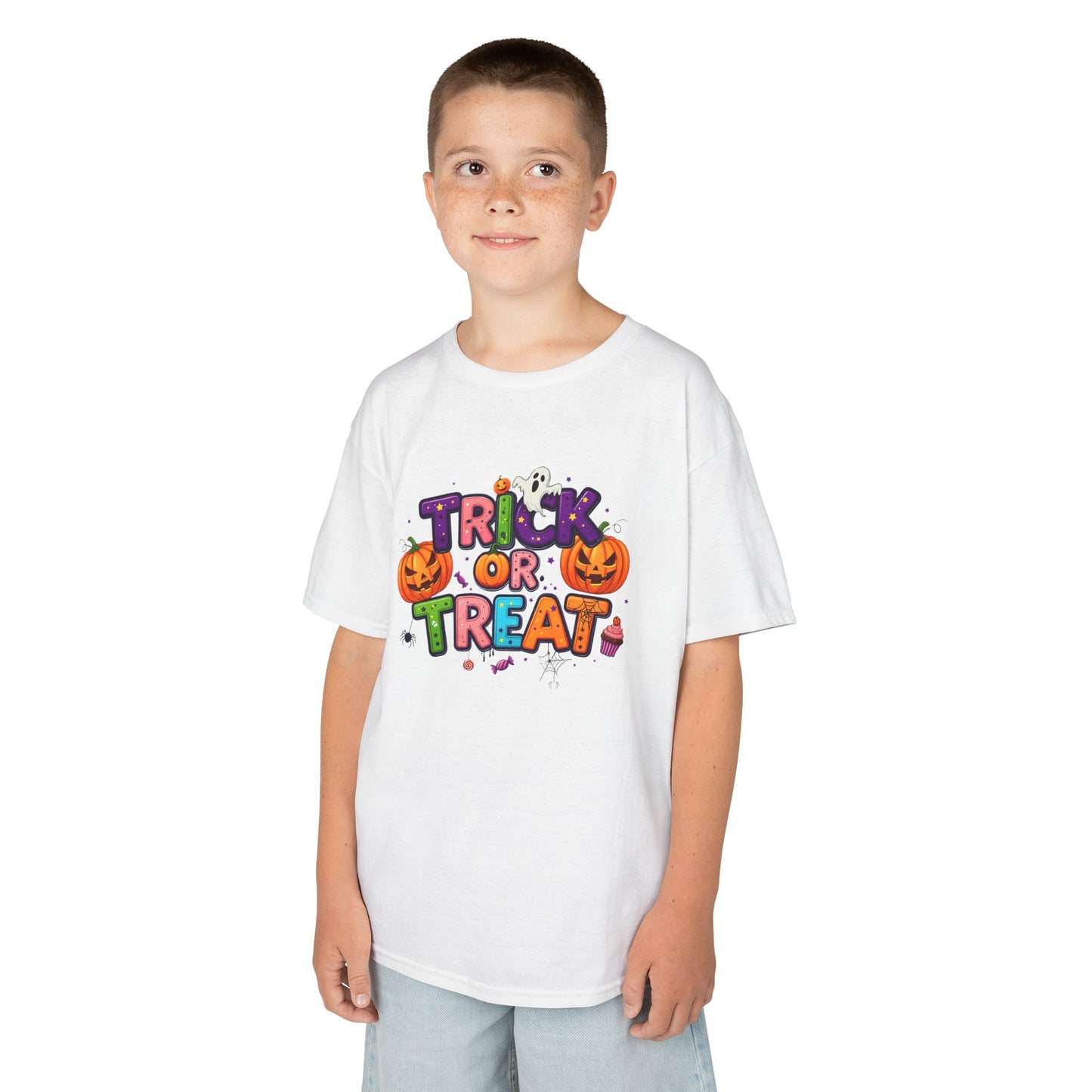 Kids Halloween Tee - Trick or Treat T-Shirt, Perfect for Halloween Parties, Costume, Pumpkin Designs, Fun Kids Apparel