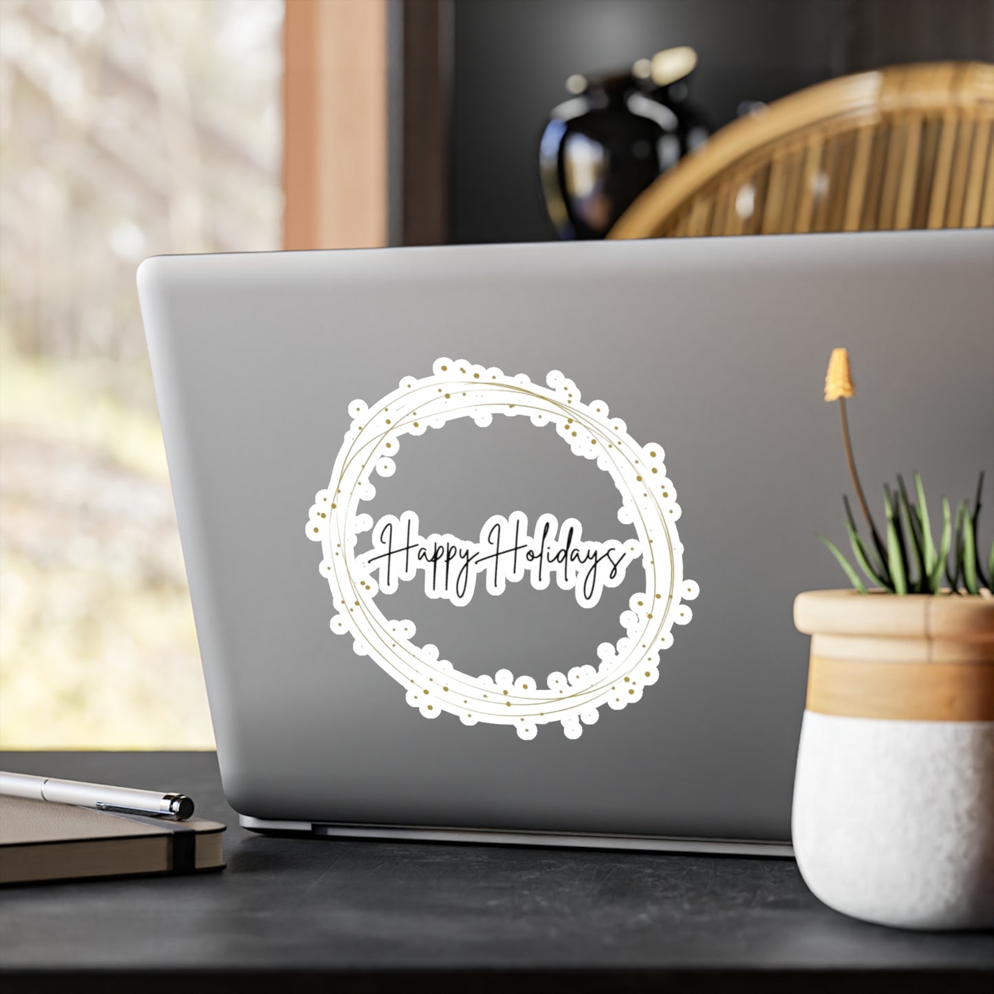 Happy Holidays Vinyl Decals, Seasonal Stickers, Home Decor, Holiday Gifts, Customizable Stickers, Cheerful Decor