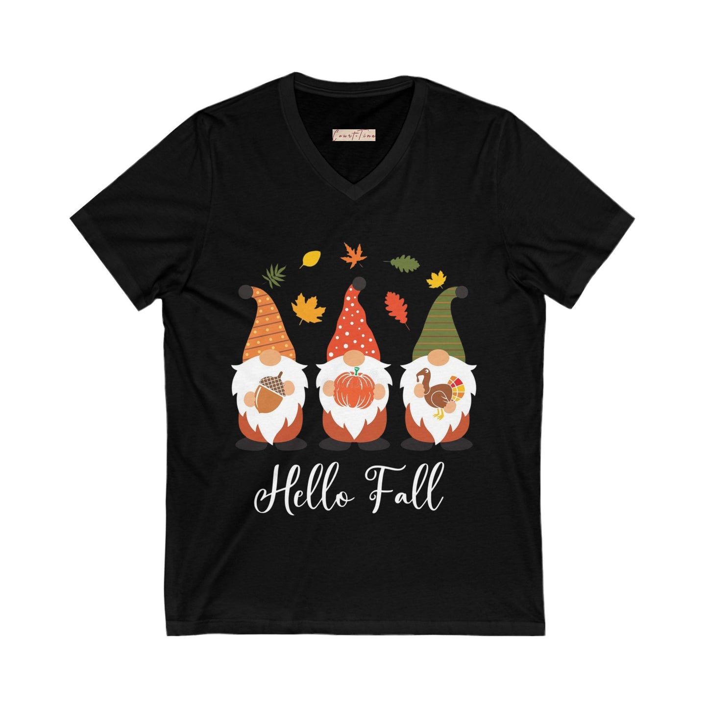 Hello Fall Gnome V-Neck Tee