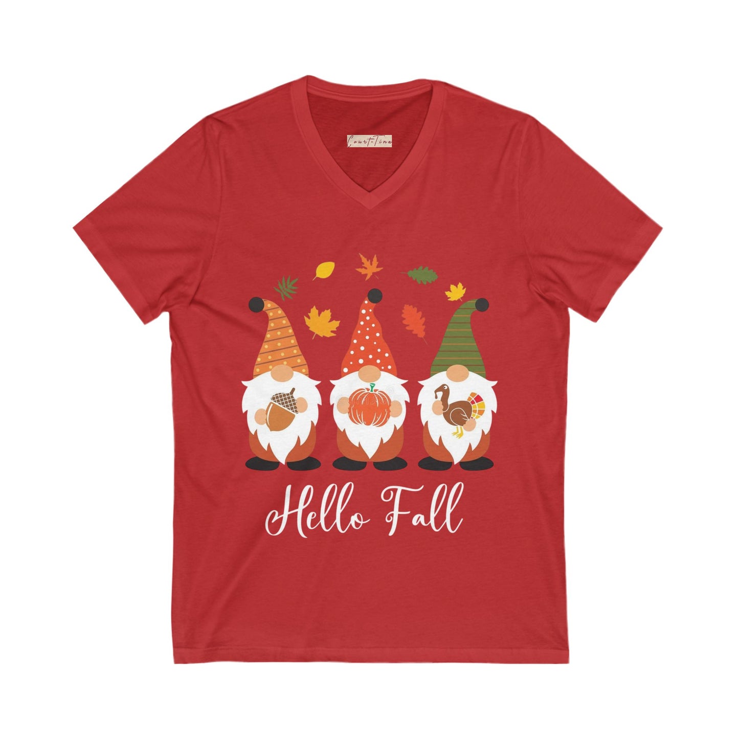Hello Fall Gnome V-Neck Tee
