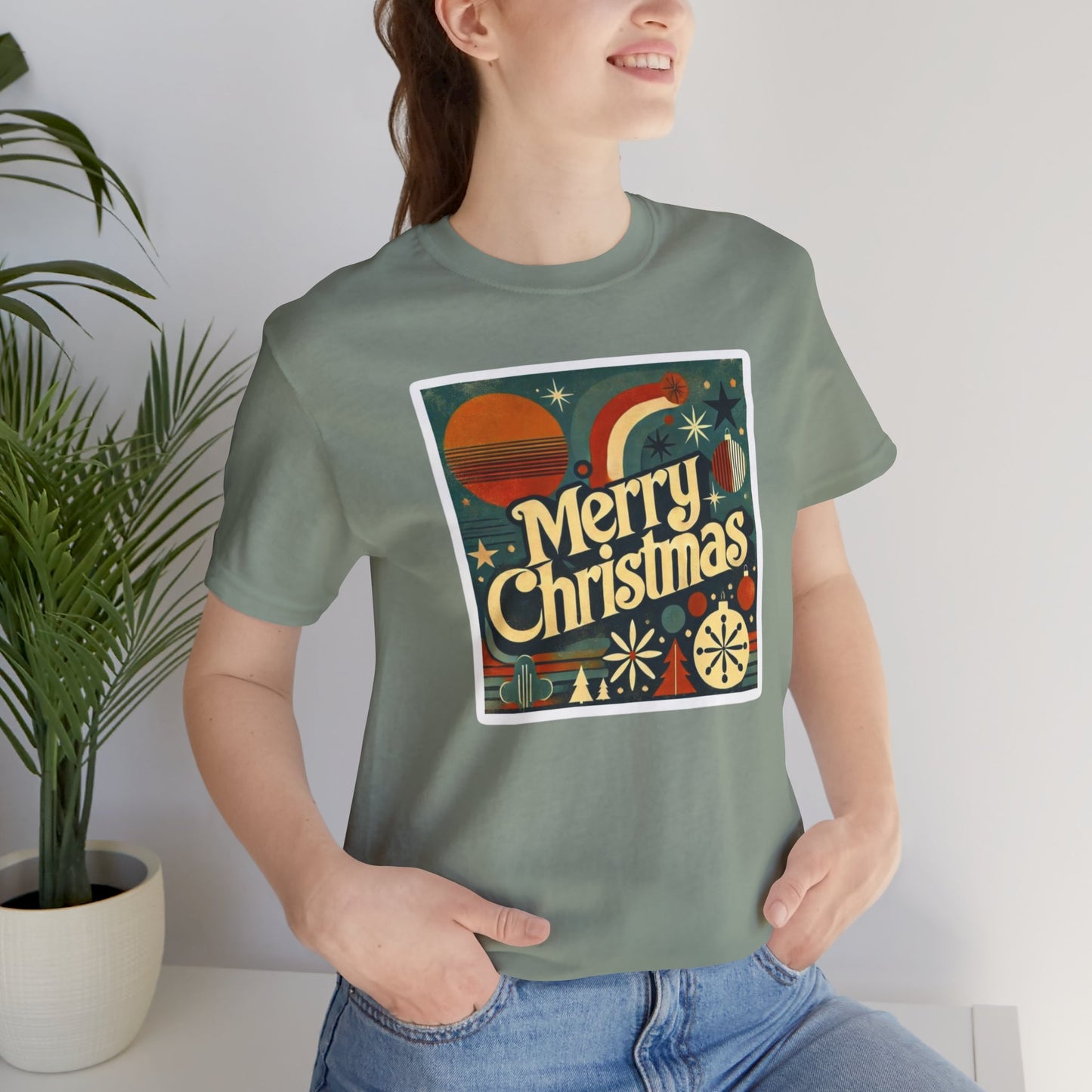 Vintage Retro Merry Christmas Unisex Short Sleeve Tee, Holiday Gift, Festive Shirt, Christmas Apparel, Casual Wear