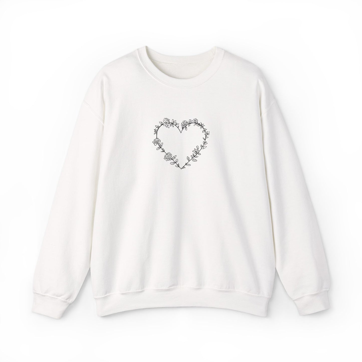 Romantic Floral Heart Sweatshirt, Cozy Gift, Unisex Crewneck, Valentine's Day, Casual Wear, Plant Lover's Gift, Everyday Comfort
